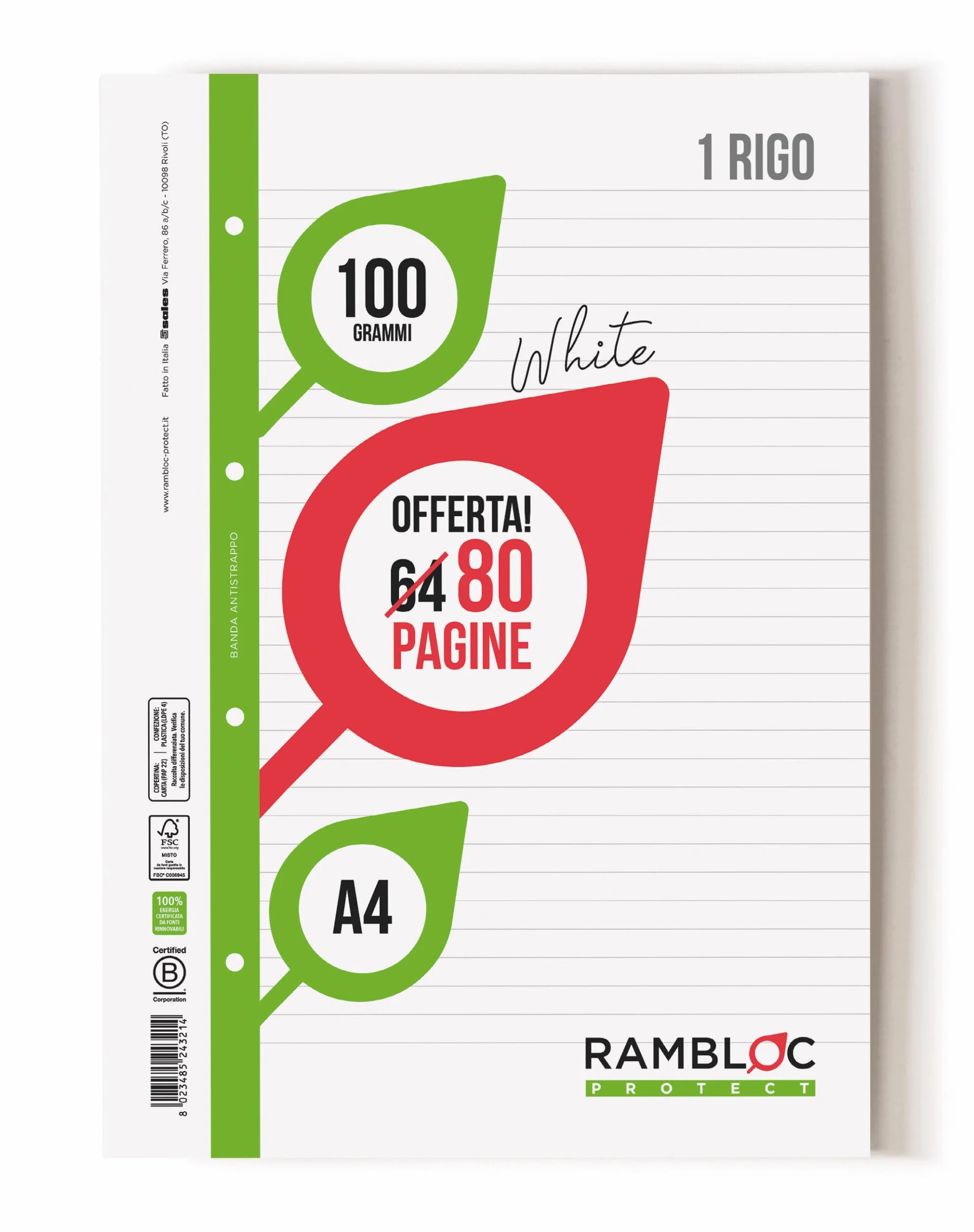 Carta A4 100 gr FSC 320 pagine Massima Durabilità Qualità per Scrittura Archiviazione
