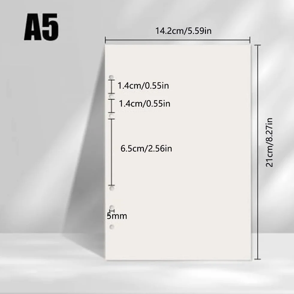 A5 Carta di Ricarica 135 Fogli 6 Fori per Bullet Taccuino Refill Paper 3 Pezzi