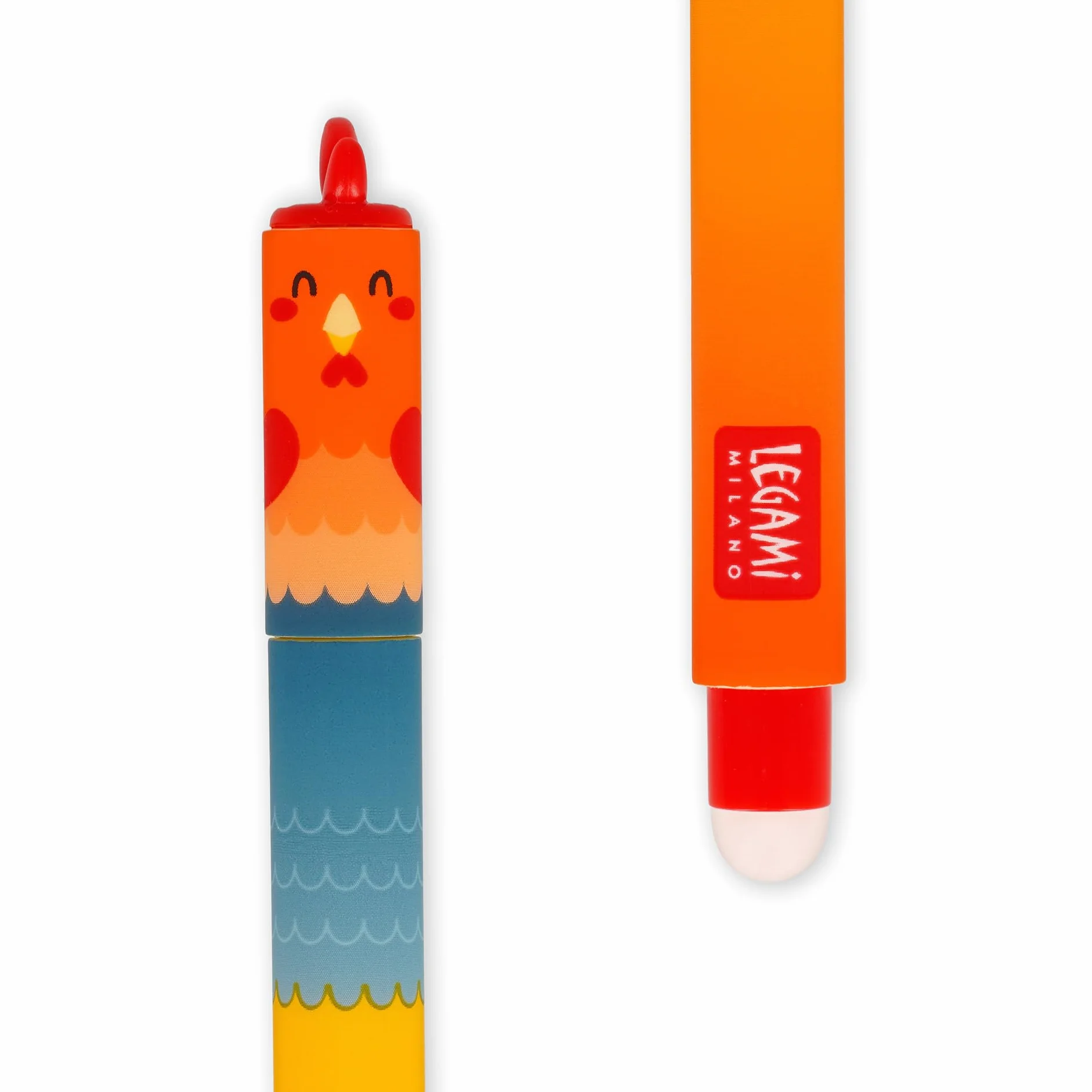 Legami Set di 4 Penne Gel Cancellabili Farm Sweet Farm, Inchiostro Termosensibile, Nero Rosa Verde Rosso, Punta 0,7 mm