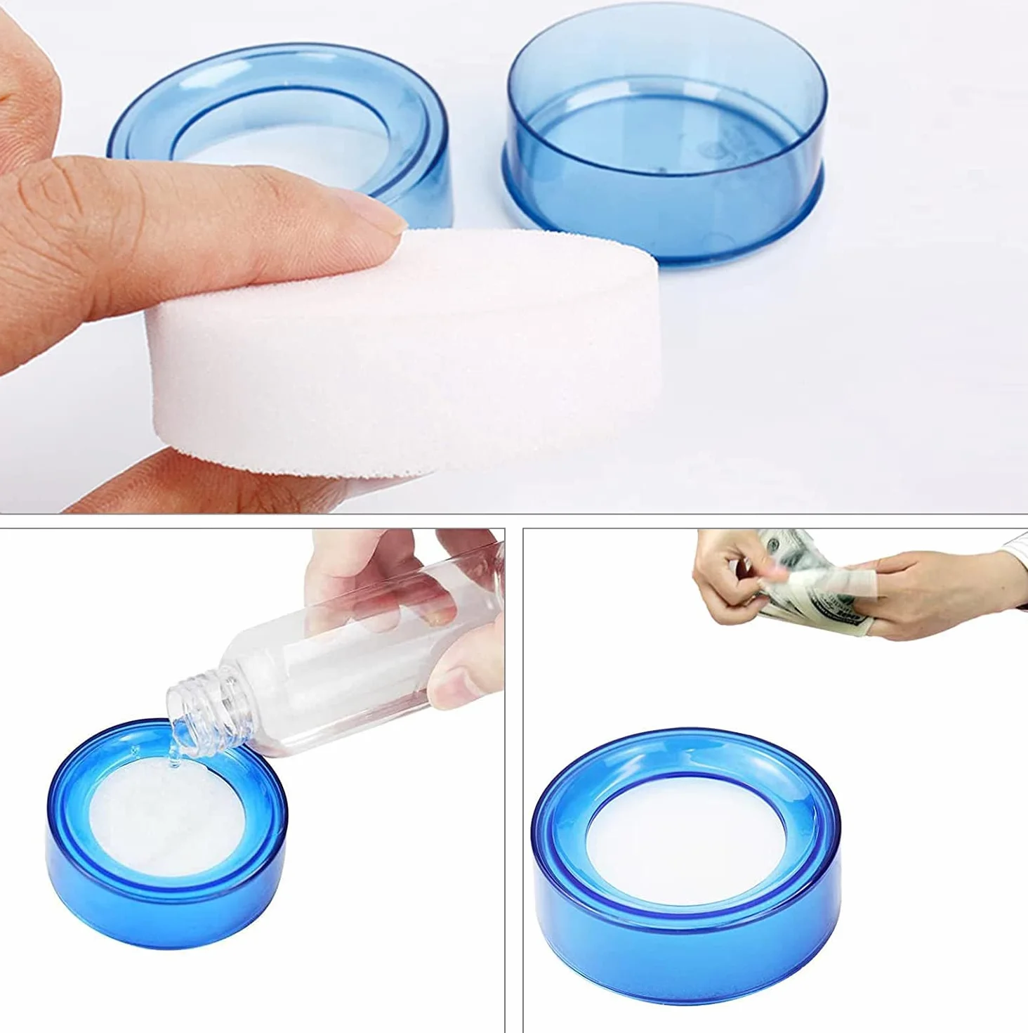 Plastica Spugna Dito Bagnato Denaro Cassiere Finger Sponge Damper 3 Pezzi Umidificatore A Dita Tamponi Spugna