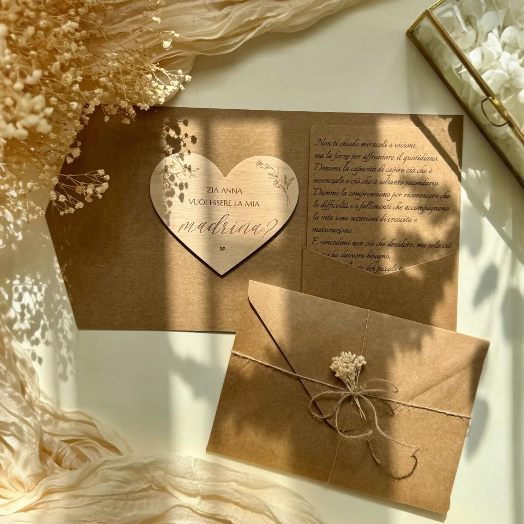 Bifulco Biancheria Targhetta Heart Personalizzata Vuoi Essere la Mia Madrina? Regalo Battesimo Cresima