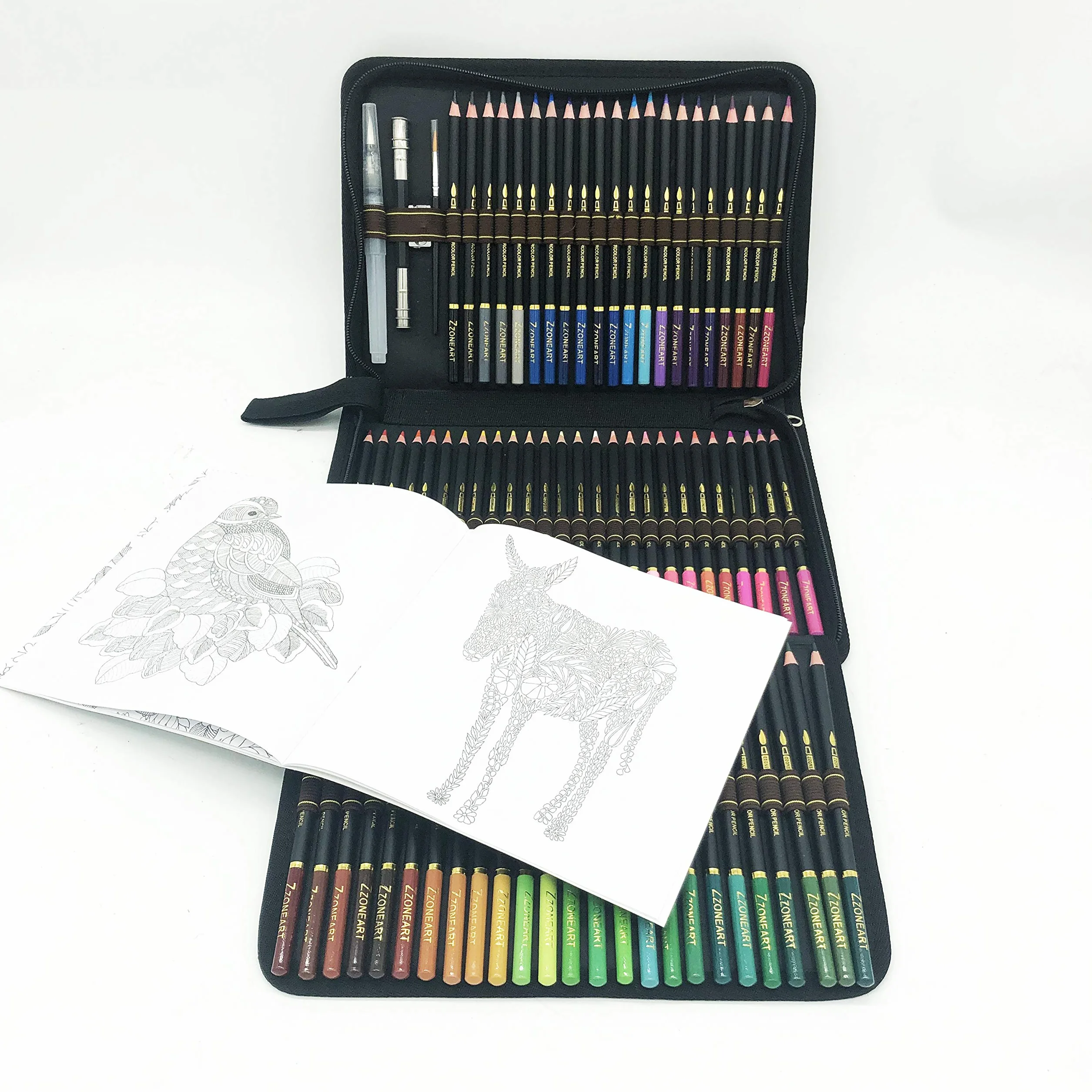 Set da 72 Matite Colorate Acquerellabili da Disegno, Astuccio con Zip