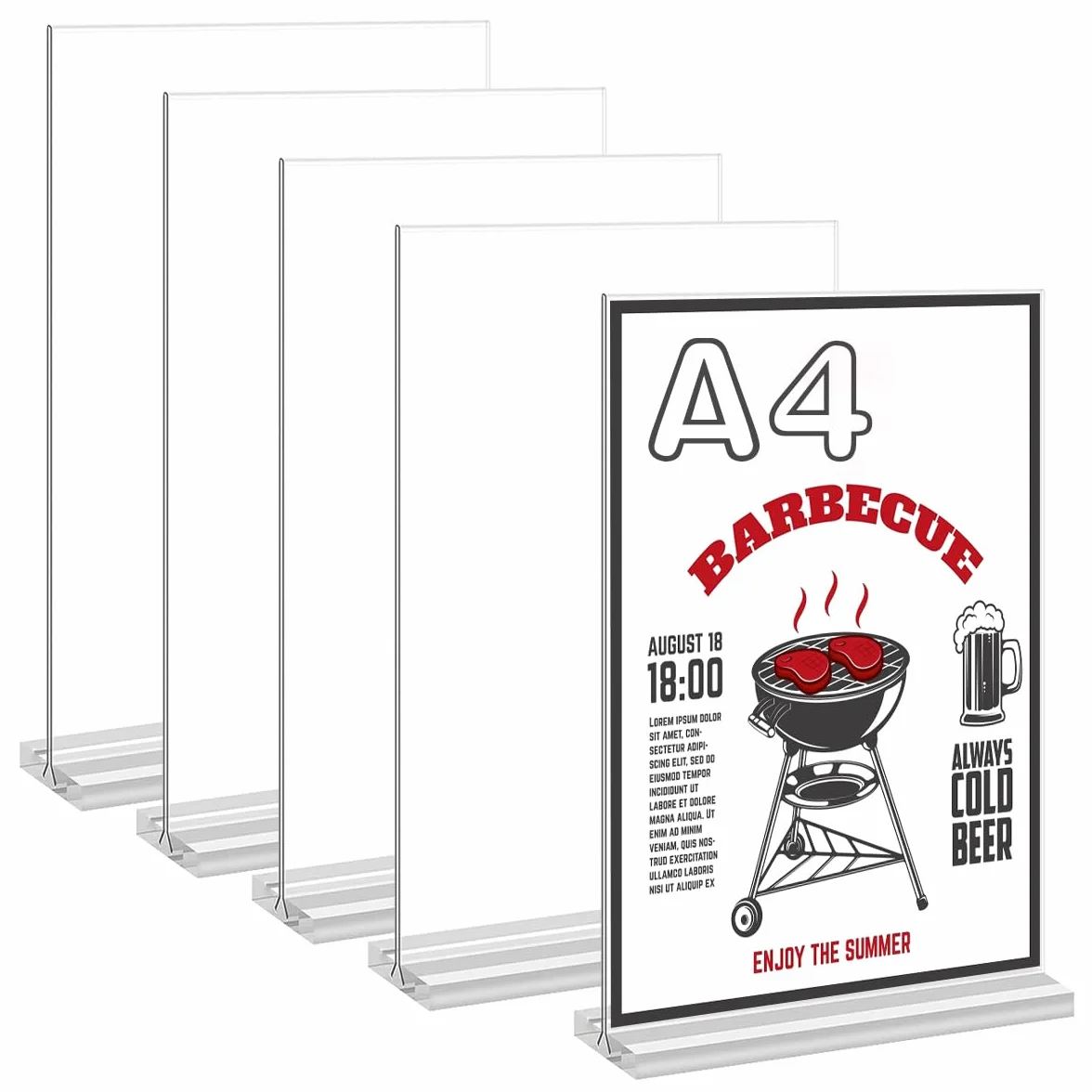 Espositore da Tavolo A4 Trasparente Acrilico Supporto a T per Menu Foto Poster Ristoranti Hotel Negozio