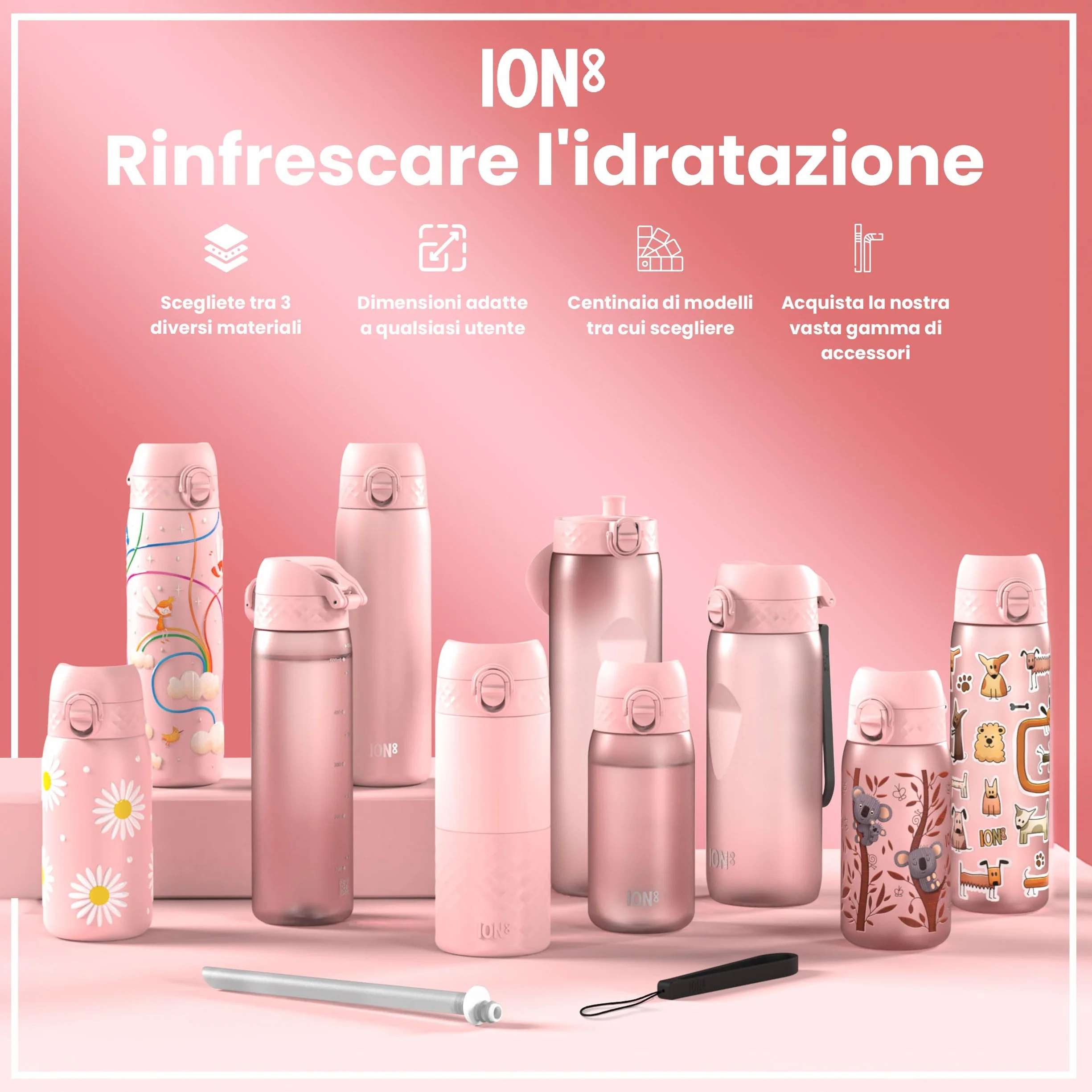 Ion8 Borraccia per Bambini 350ml a Prova di Perdite Senza BPA Lavabile in Lavastoviglie