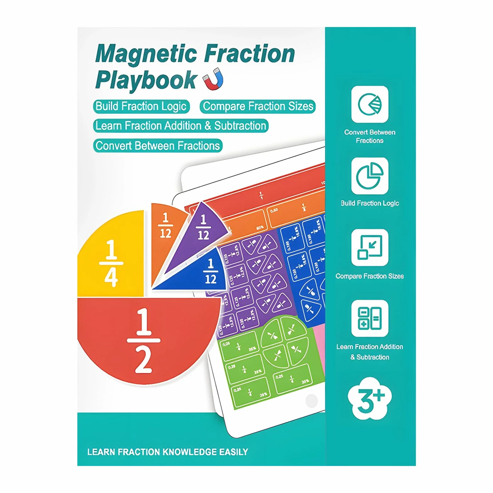 Libro delle Frazioni Magnetiche per Bambini - Gioco Educativo Magnetico per Scuola Primaria