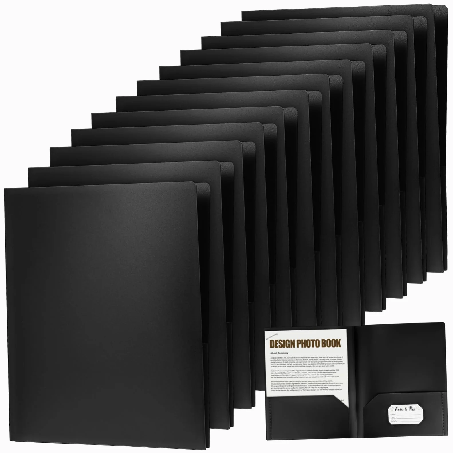 12 pezzi Cartelline Portadocumenti in Plastica Nera Organizer con Doppie Tasche e Porta Biglietti da Visita Protezione Documenti Resistente Pieghe Elegante e Leggero per Ufficio e