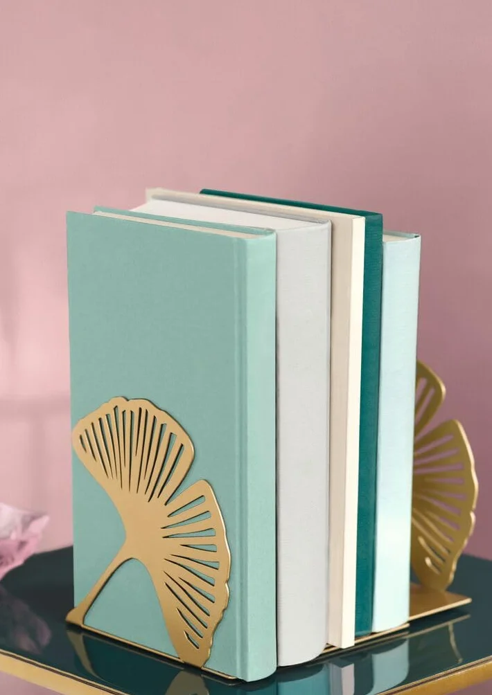 Moses. Libri_x Gingko Set di 2 Fermalibri Decorativi in Metallo Dorato Look Cut-Out