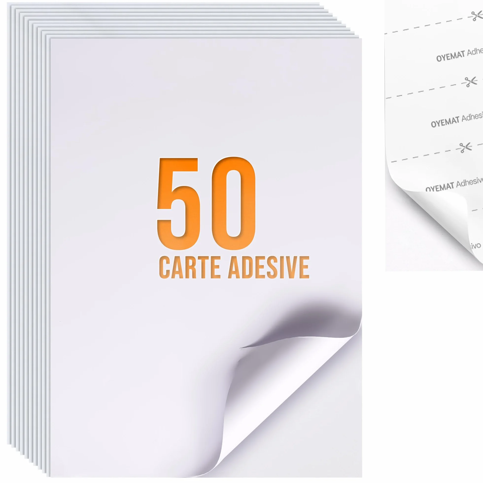 Carta Adesiva A4 50 Fogli 297x210 mm Etichette Stampabili per Stampanti Laser e Getto d'Inchiostro