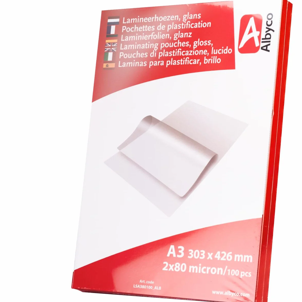 Albyco Foglio di Laminazione A3 Lucido 303x426 mm 160 Microns 100 Pezzi