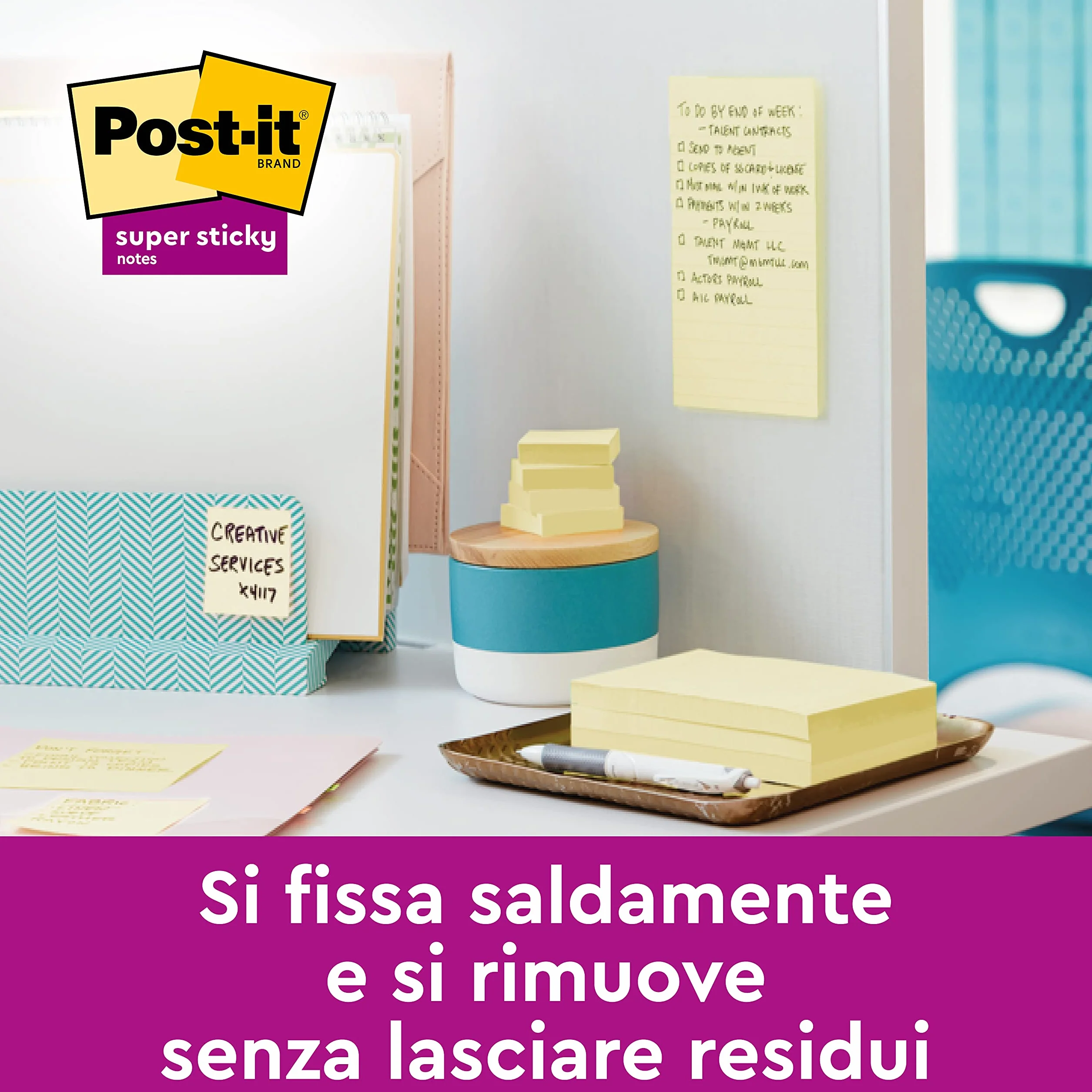 Post-It Foglietti Super Sticky Giallo 76x127mm 90 Fogli 4+2 Blocchetti