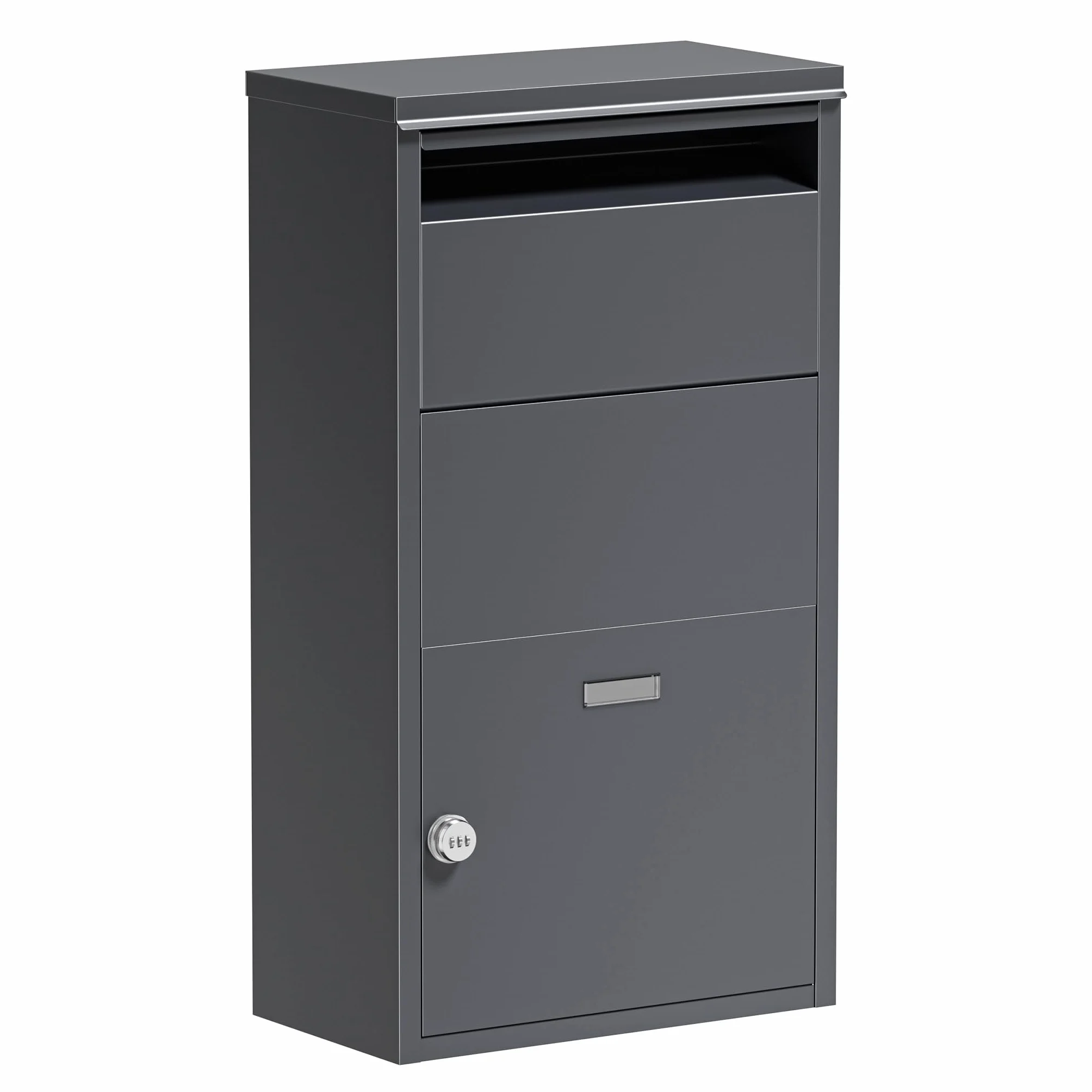 Wiltec Cassetta per pacchi antracite 410 x 220 x 750 mm, Cassetta per pacchi domestica, ricezione pacchi privata adatta per pacchi e pacchetti, Cassetta postale da terra in acciaio