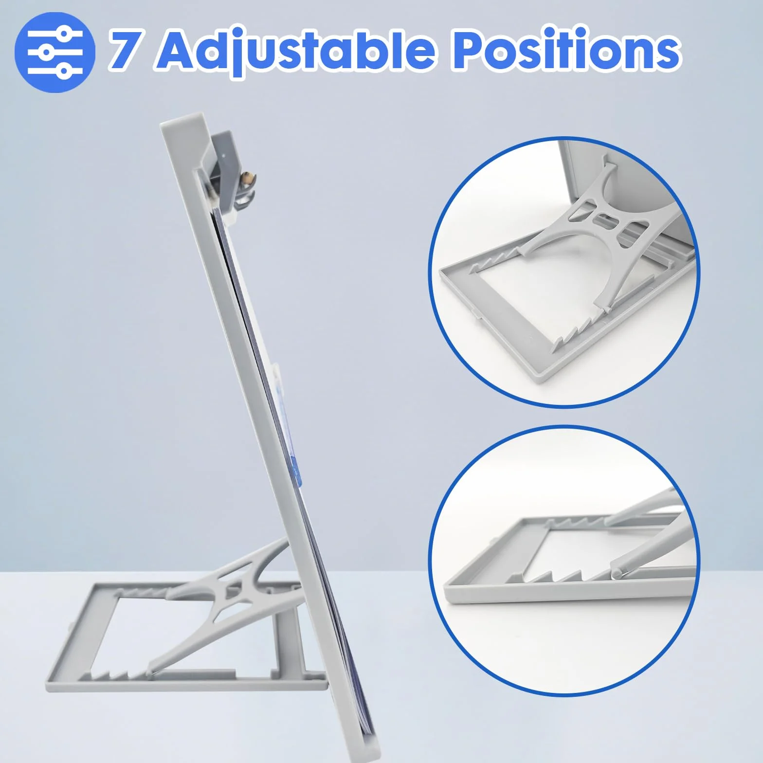 Powerking Supporto per documenti portatile da tavolo A4 4 posizioni angolari regolabili grigio