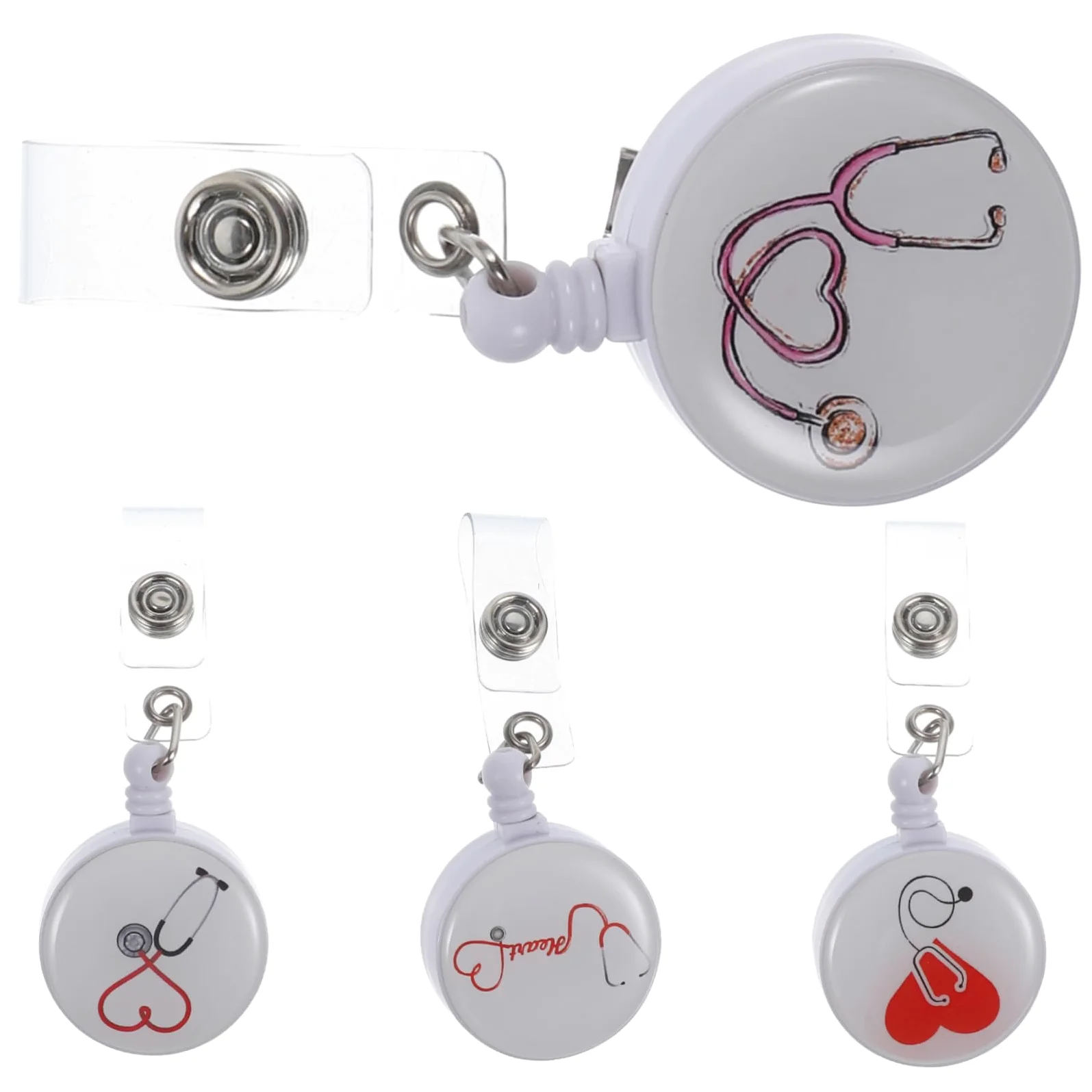 NUOBESTY 5 Set Di Porta Badge Con Clip Retrattile Porta Tessere Girevole Compatto Per Scuola E Ospedale 4 Pezzi * 5