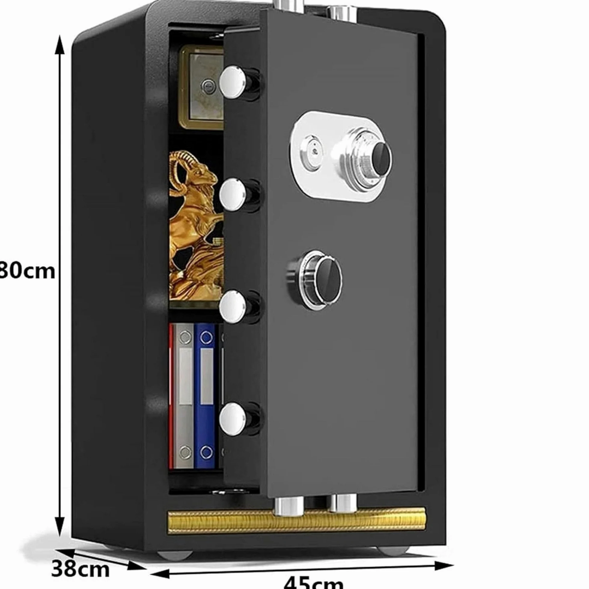 Cassaforte di sicurezza in acciaio e cassetta di sicurezza con password meccanica for armadietti portavalori for gioielli e ufficio di casa e hotel Casseforti a armadio(Svart,80x45x38cm)