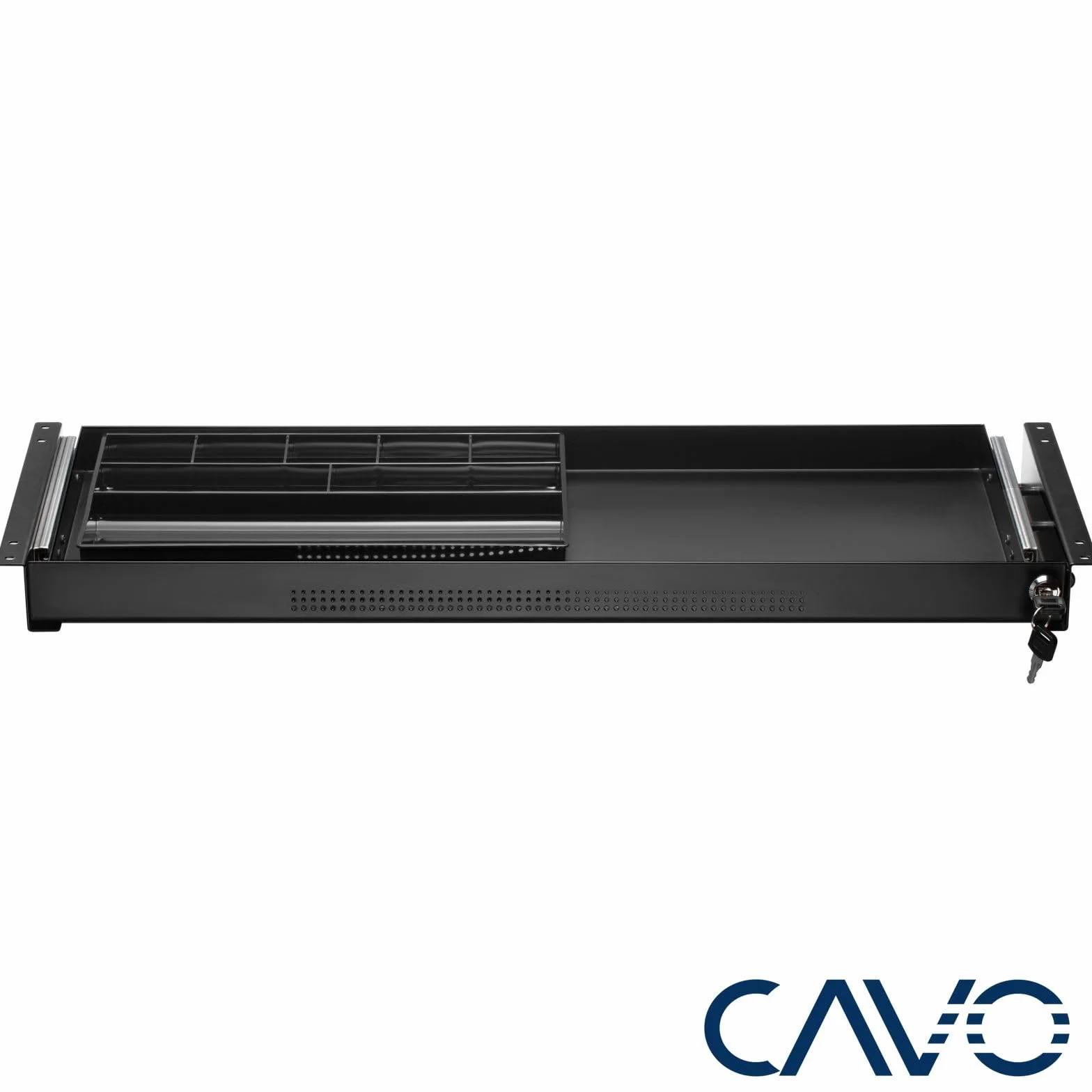 CAVO Cassetto portadocumenti, con serratura, acciaio 740 x 250 mm, incl. | inserto per nero, da tavolo sottopiano