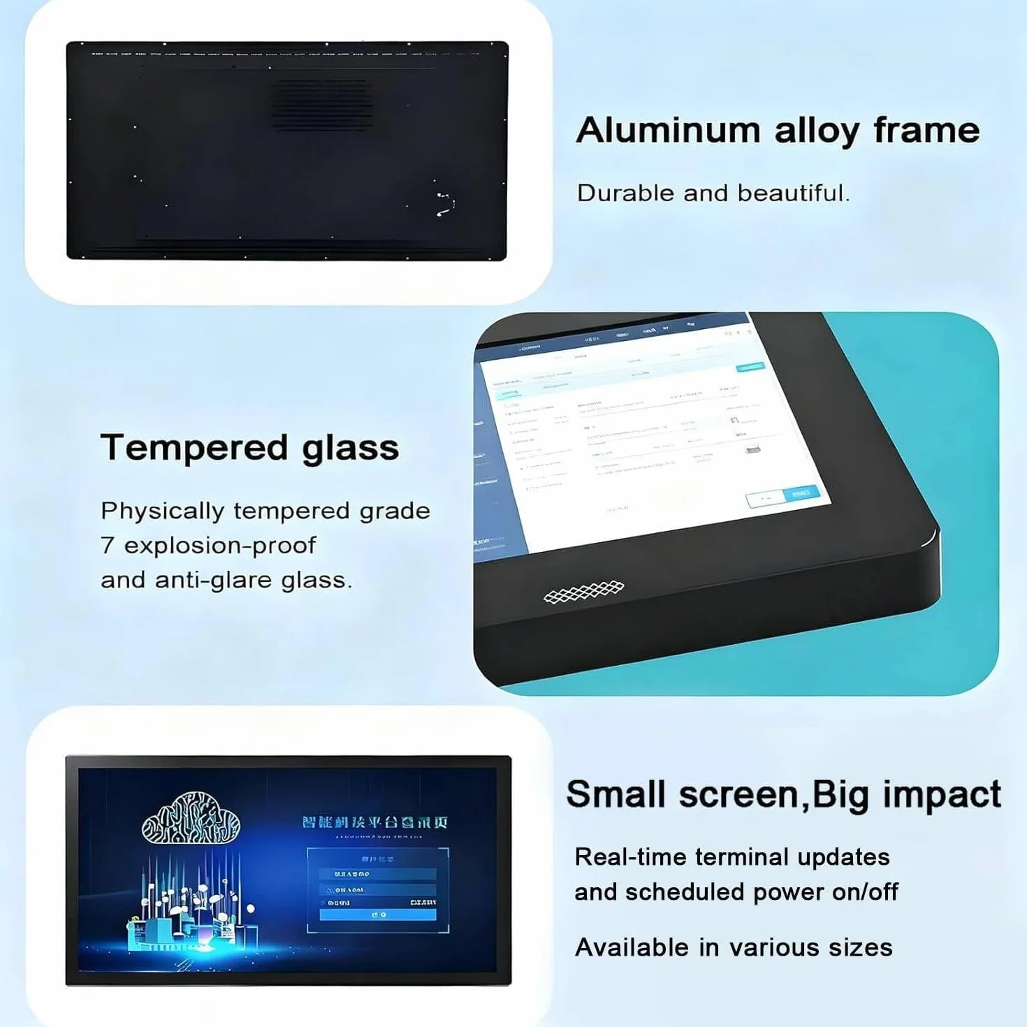 Display LED per Vetrina Negozio,Schermo Pubblicitario LED per Negozio,23.6" Remoto/USB & Orizzontale/Verticale,Parete/Incassato, per Ristoranti/caffè,Video/Immagini,Stabile,Gastronomi 23.6in