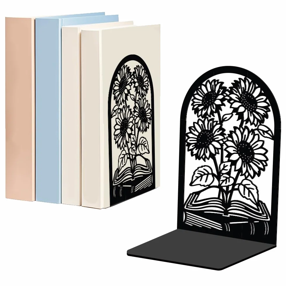 WADORN Fermalibri Decorativi in Metallo a Forma di Girasole Antiscivolo 13 x 10 x 20 cm