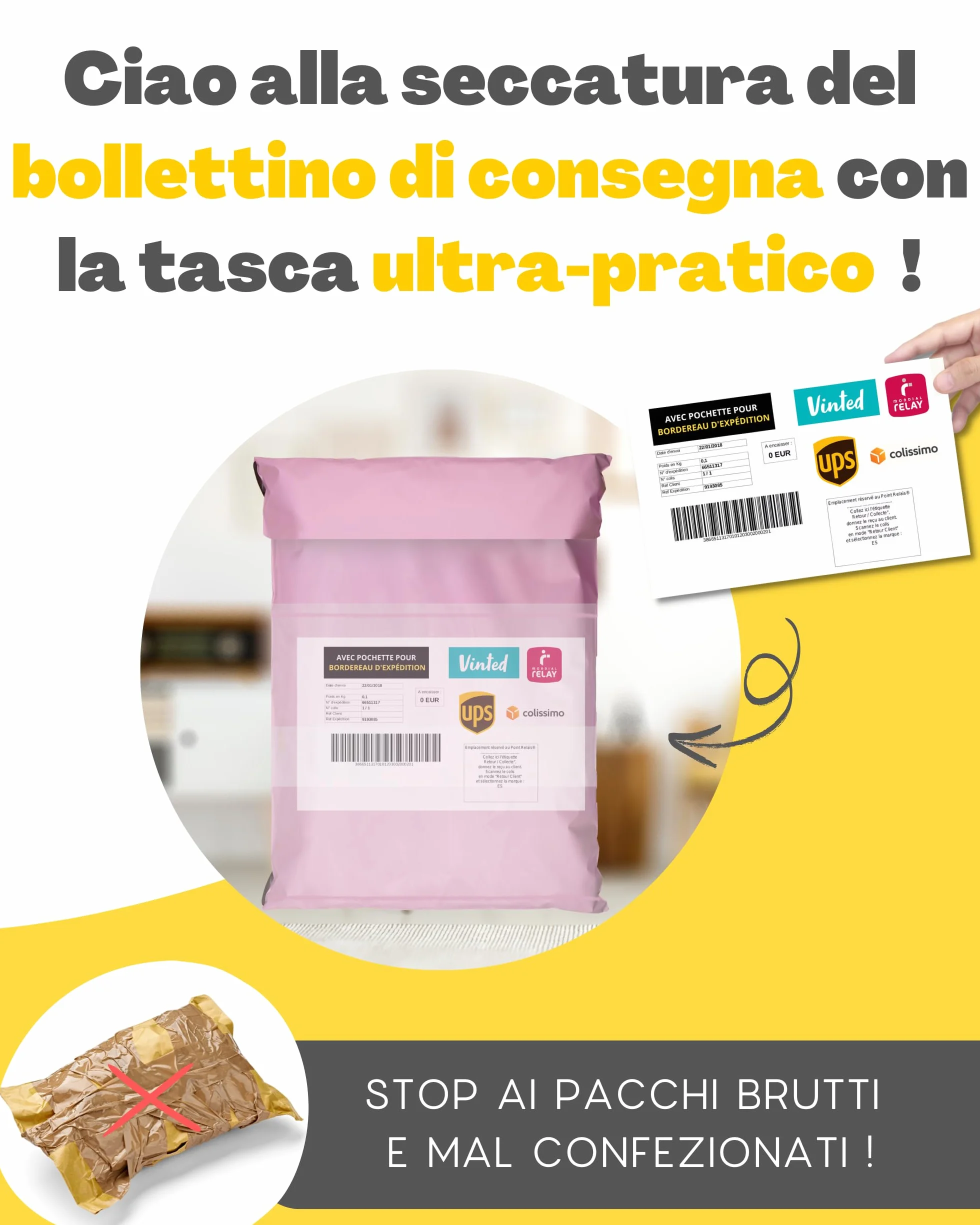 EMBALLAX Sacchetti Spedizione in Plastica 30 Buste NON TRANSPARENTI ULTRA-RESISTENTI Taglie S/M/L