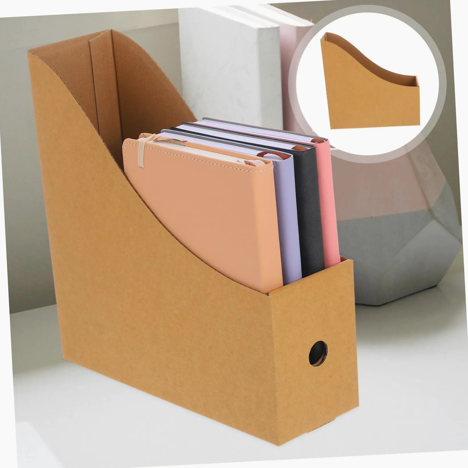 Angoily 8pezzi Forniture Per Ufficio e Cancelleria Riviste in Cartone Kraft Marrone Organizer Per Libri Contenitori Per Conservazione Di Riviste Per Scaffali Da Ufficio Aule Scrivania Port
