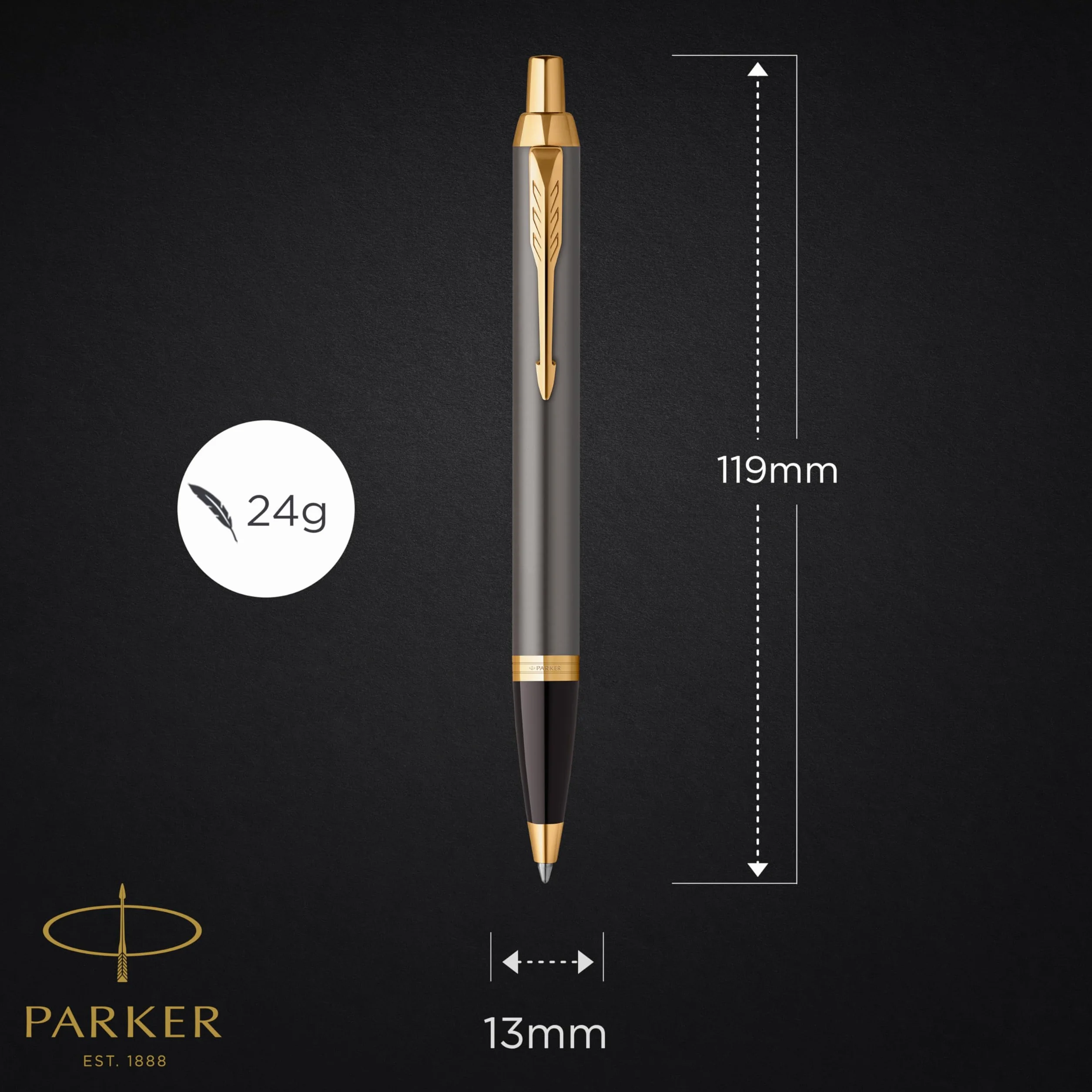 Parker IM Penna a Sfera Laccatura Grigia Pennino Dorato Punta Media Ricarica Inchiostro Blu