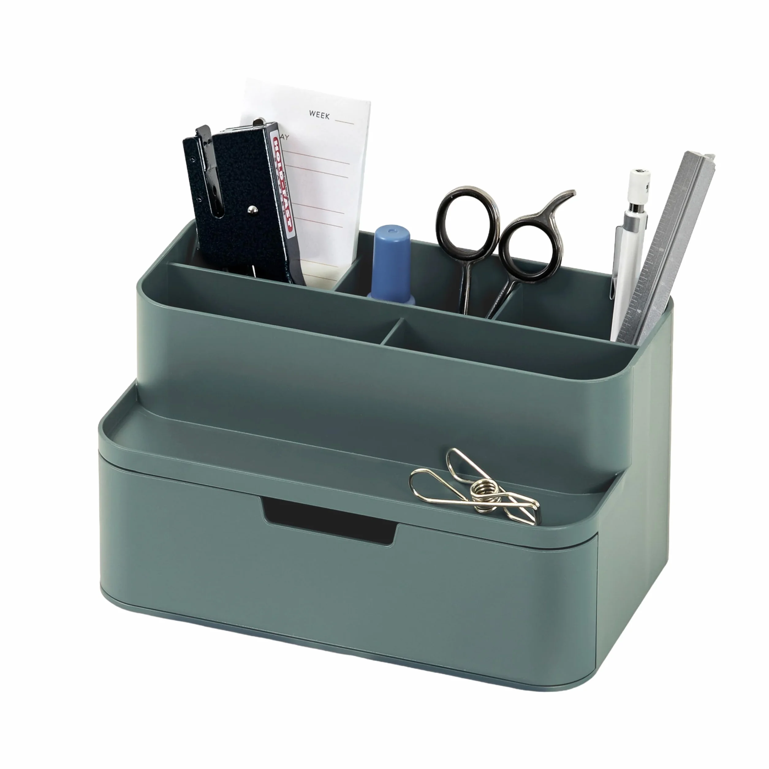 BLUE GINKGO Organizer Compatto da Scrivania 5 Scomparti Cassetto Parziale Verde Made in Korea