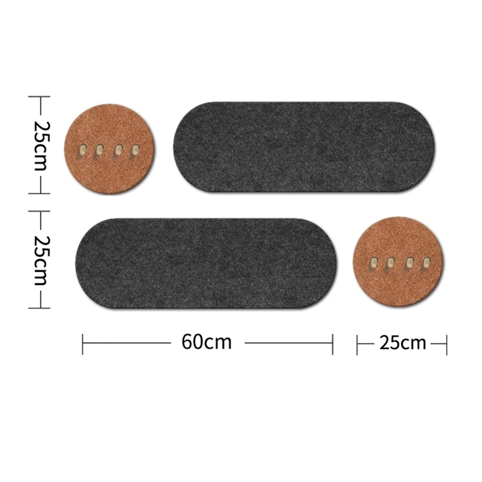 Bacheca da parete in feltro grigio, pieghevole, decorativa, alternativa al sughero, per casa e ufficio, lavagna autoadesiva con puntine (25 x 60 cm)