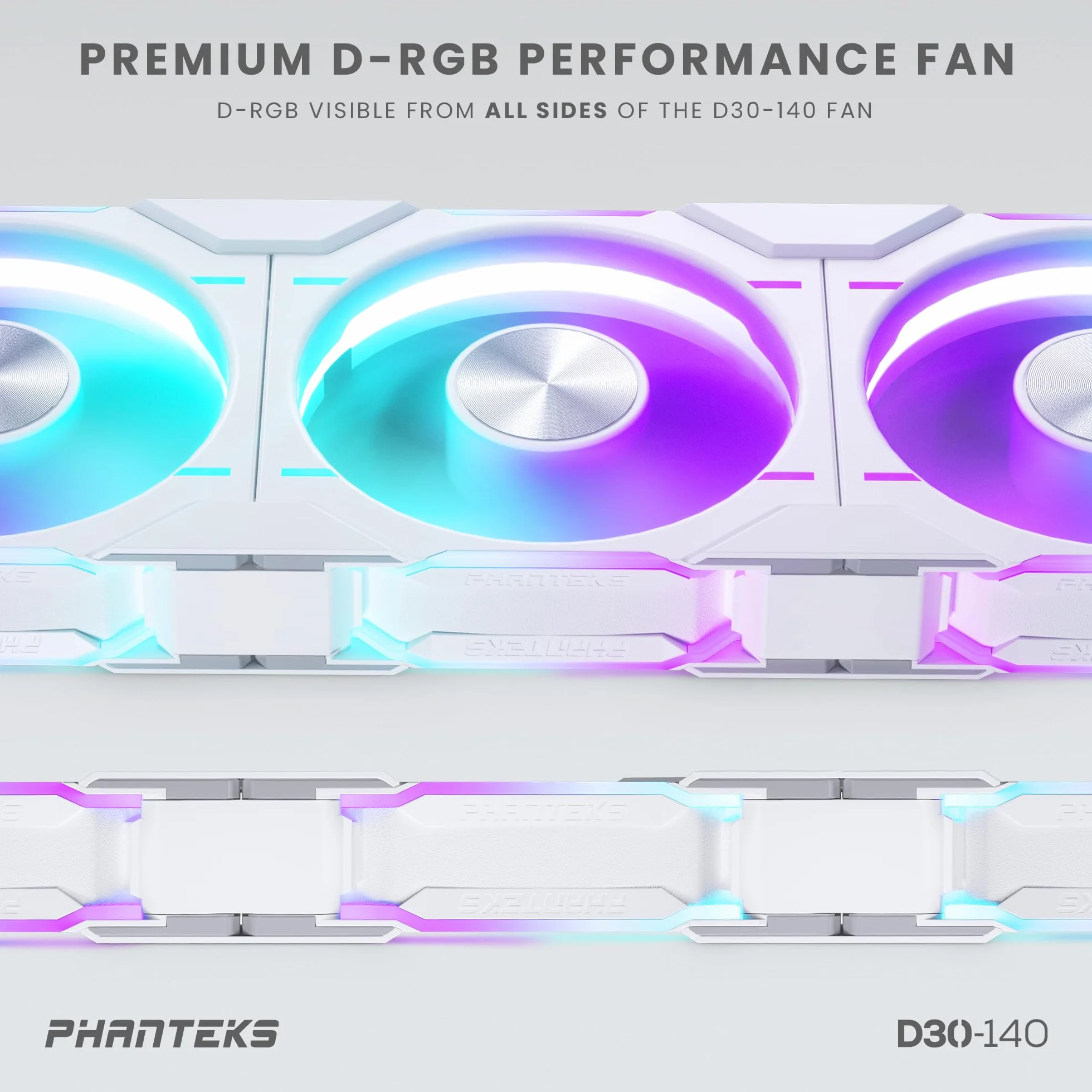 Phanteks D30 PWM Regular Airflow, D-RGB Lüfter - 140mm, weiß