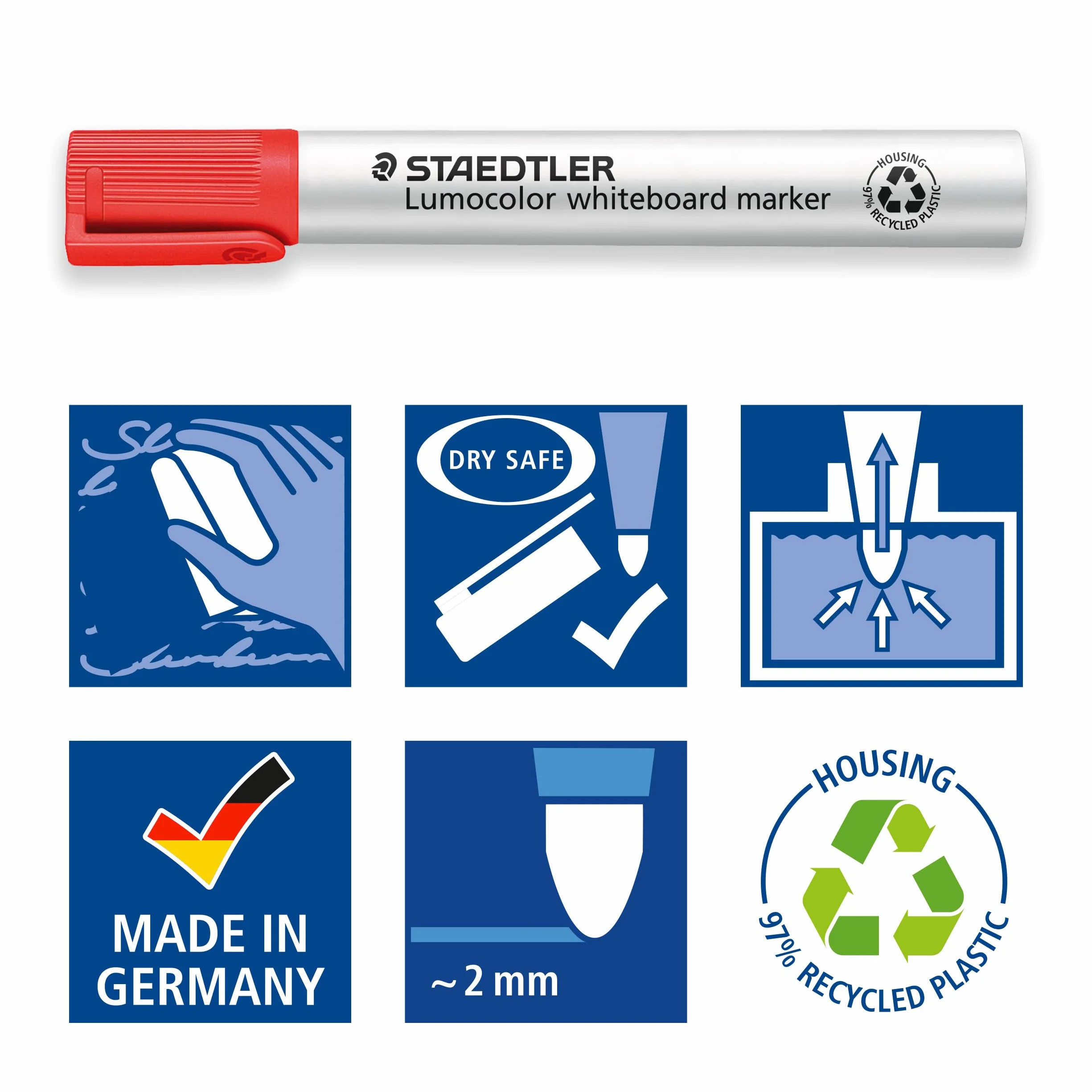 STAEDTLER Lumocolor whiteboard marker punta tonda 351 WP4 confezione da 4