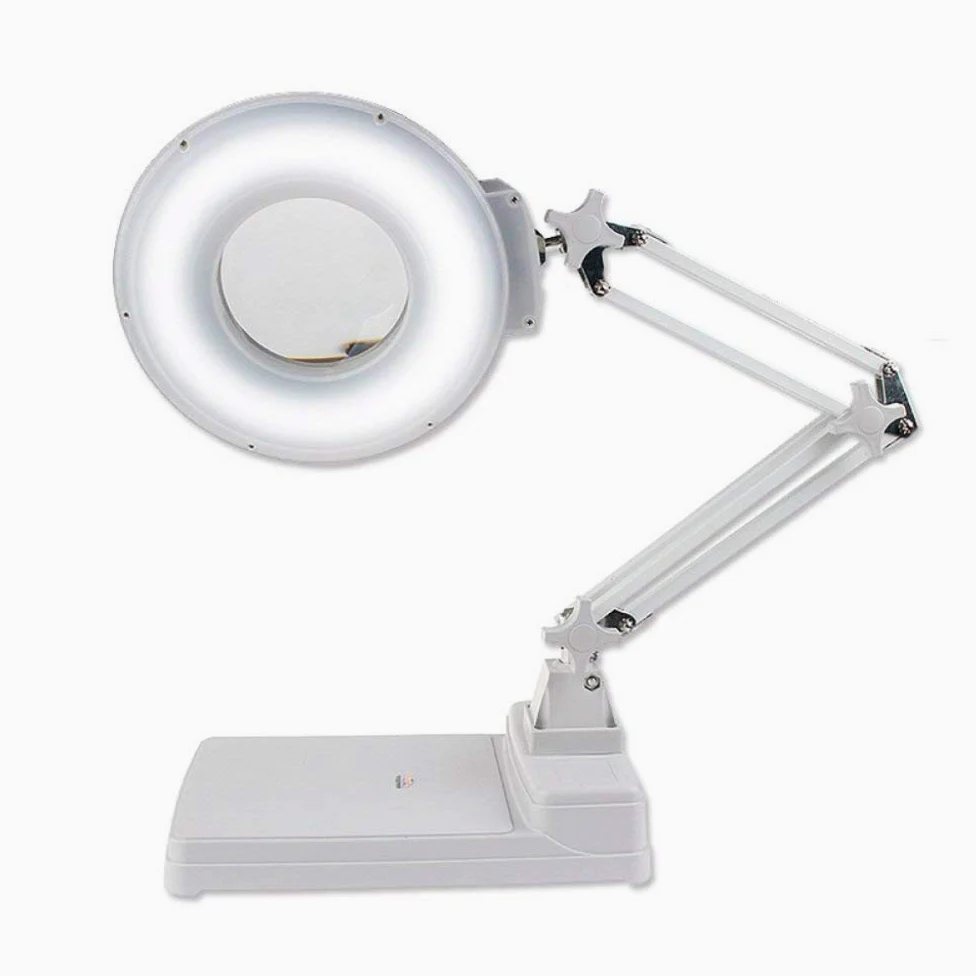 Lenti d'Ingrandimento in Vetro HD con Luce a LED in Vetro da Tavolo in Vetro Bianco 10X Lampada da scrivania per Riparazione di telefoni cellulari da Lettura PE