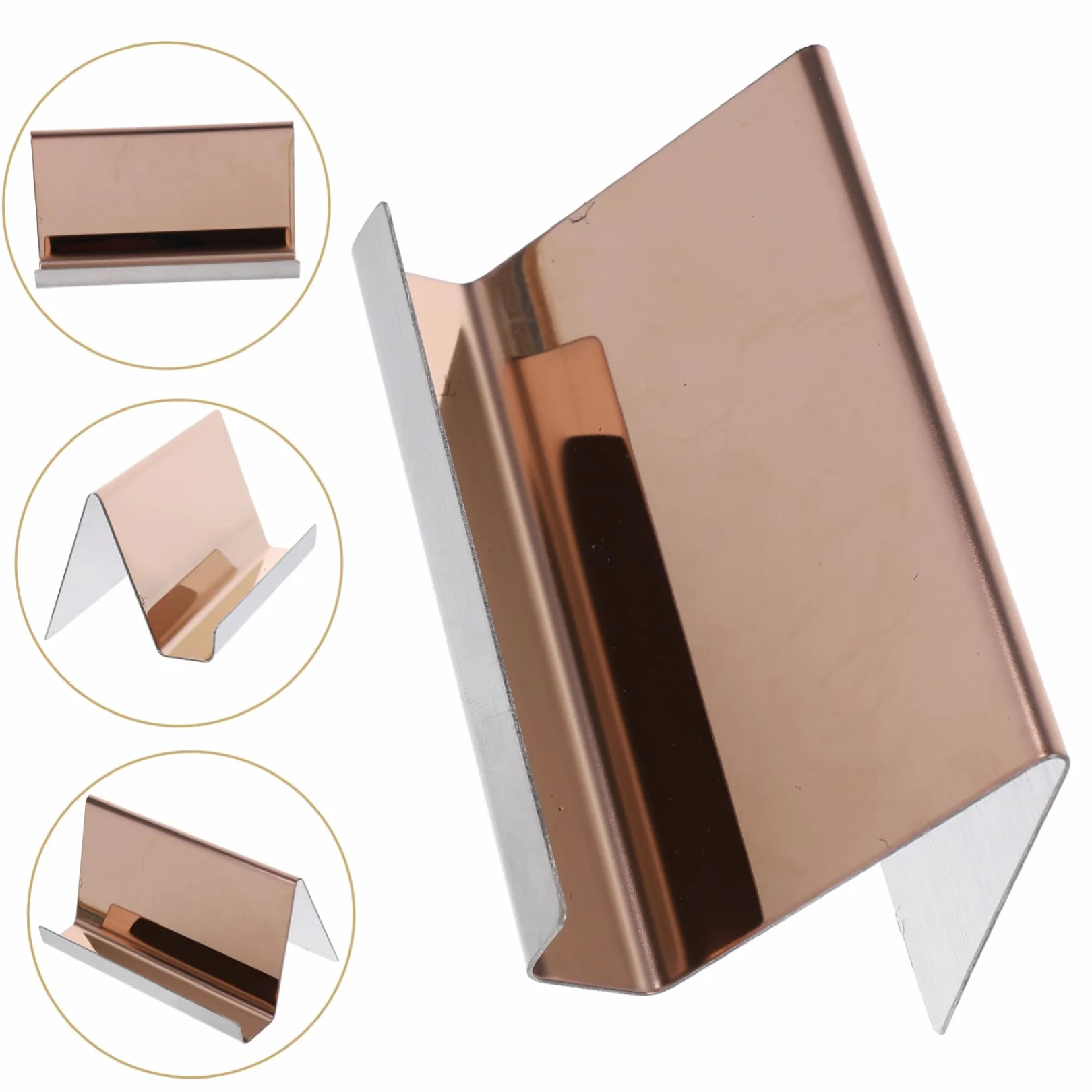 HOMSFOU 4 Pezzi Biglietti Visita Inossidabile Elegantper Scrivania Espositorper Carte Visita Resistente per Ufficio e Ricezione