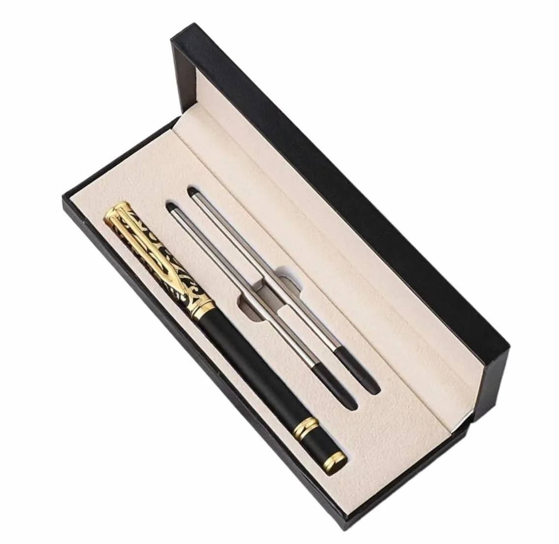 Penna a sfera, penna gel a in metallo a con inchiostro Nero Oro 13,3x1,2 cm