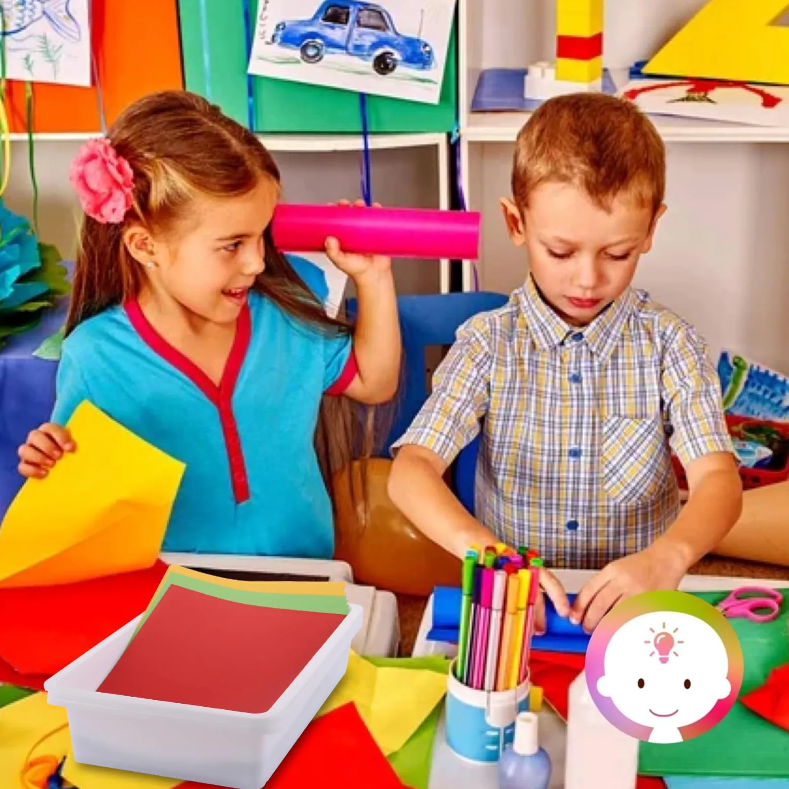 RHBLME Confezione da 12 vassoi in plastica bianca per bambini per arti e mestieri, vassoio piatto organizer per lettere, vassoi di carta per classe, vassoio impilabile per scuola ufficio