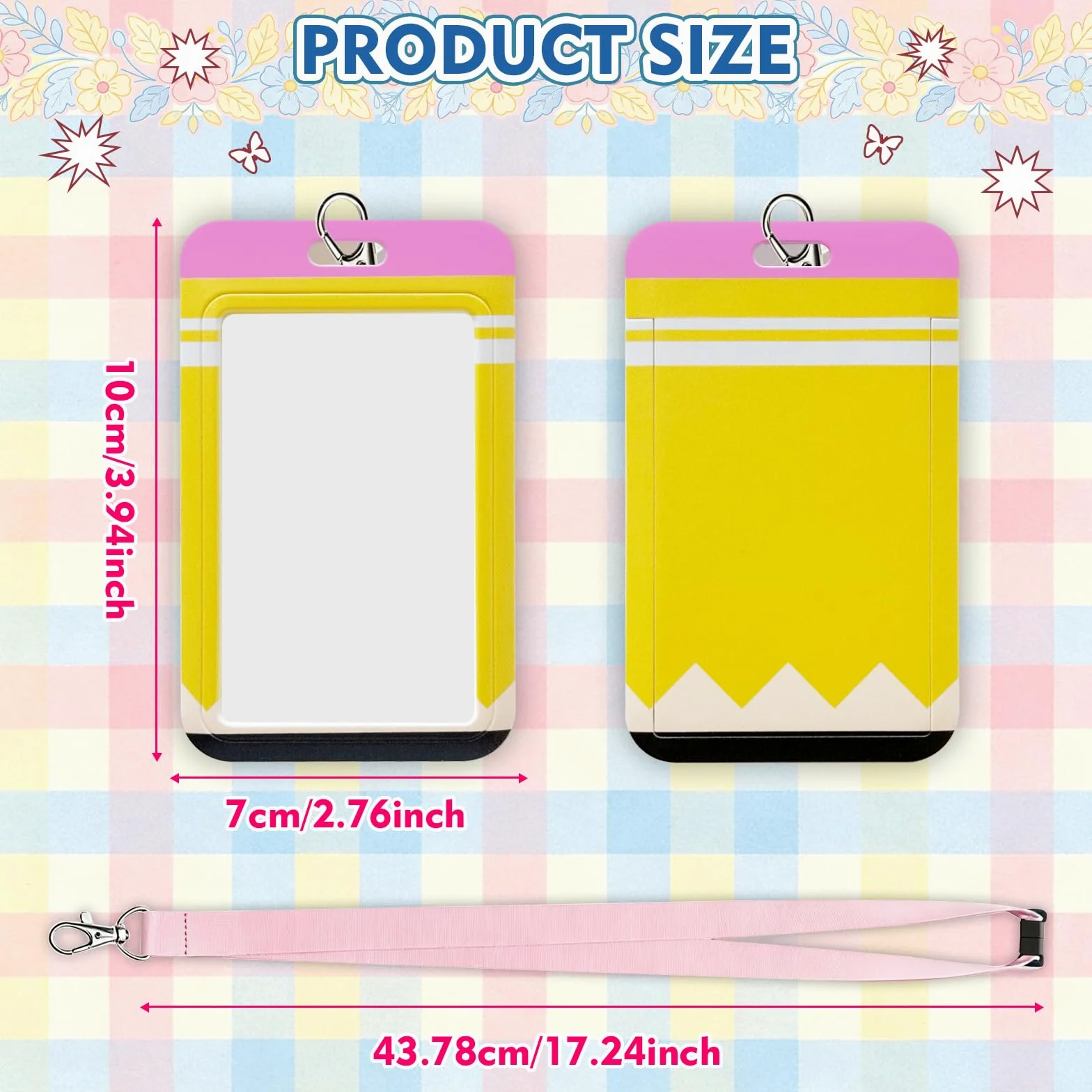 Confezione da 12 porta badge per insegnanti, con cordino, carini porta badge retrattili per insegnanti, composizione, matite, pastelli, design mela, regalo di apprezzamento per insegnanti, per donne