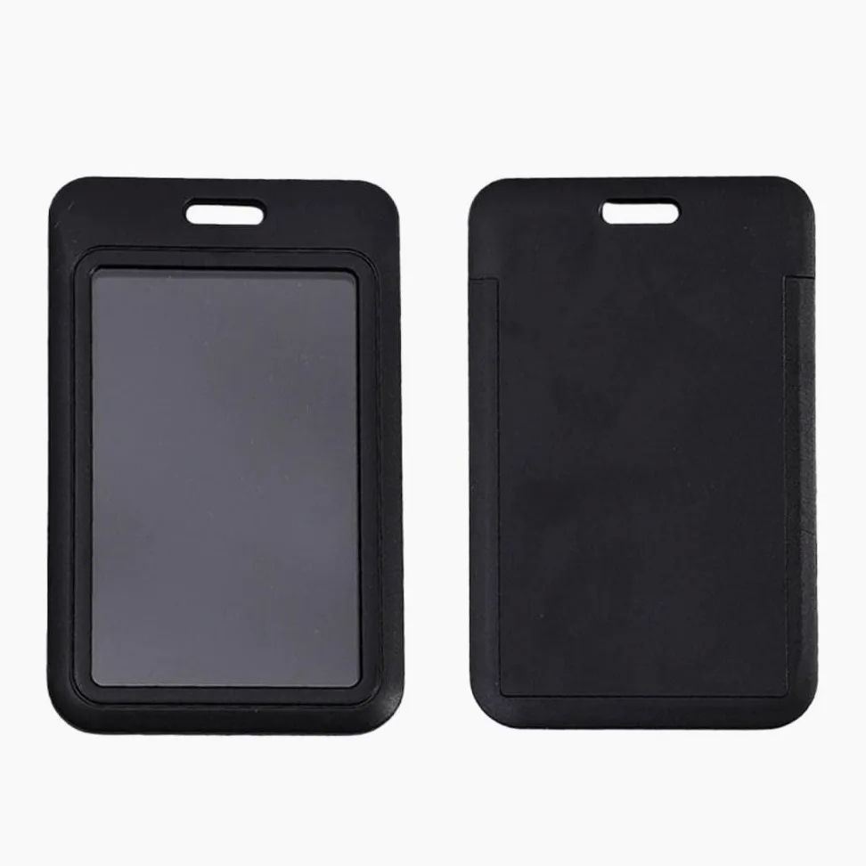 Porta badge scorrevole in plastica, 100 pezzi, porta badge, porta badge per pass bus, porta carte di credito (nero)