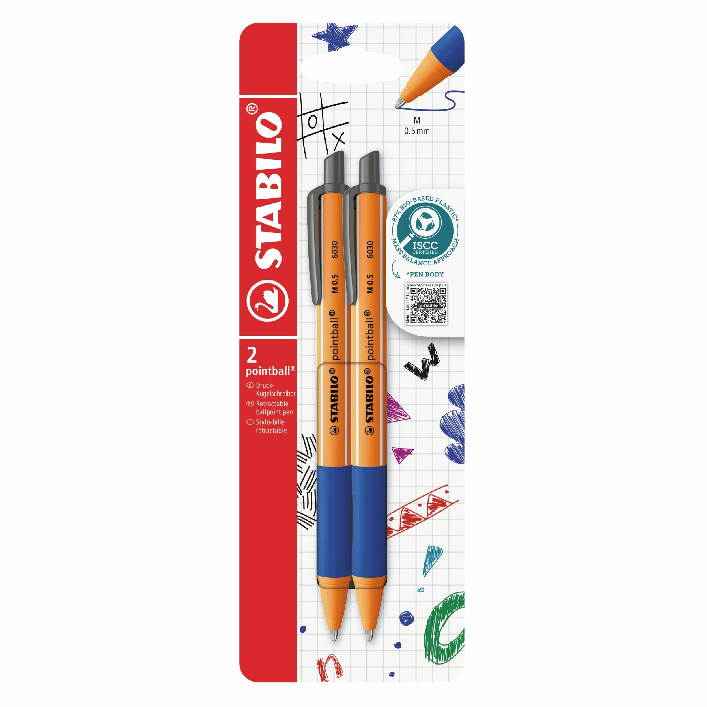 STABILO pointball Penna a Sfera CO2 neutral Pack da 2 Blu