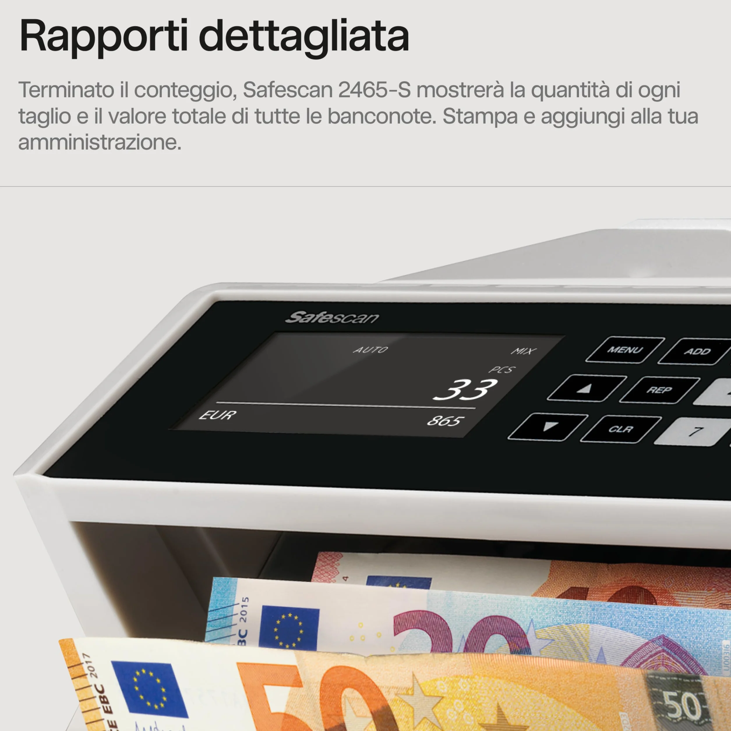 Safescan 2465 S contabanconote che conta banconote miste euro Contabanconote con verifica banconote a 7 punti Contabanconote ordinate per tutte le banconote