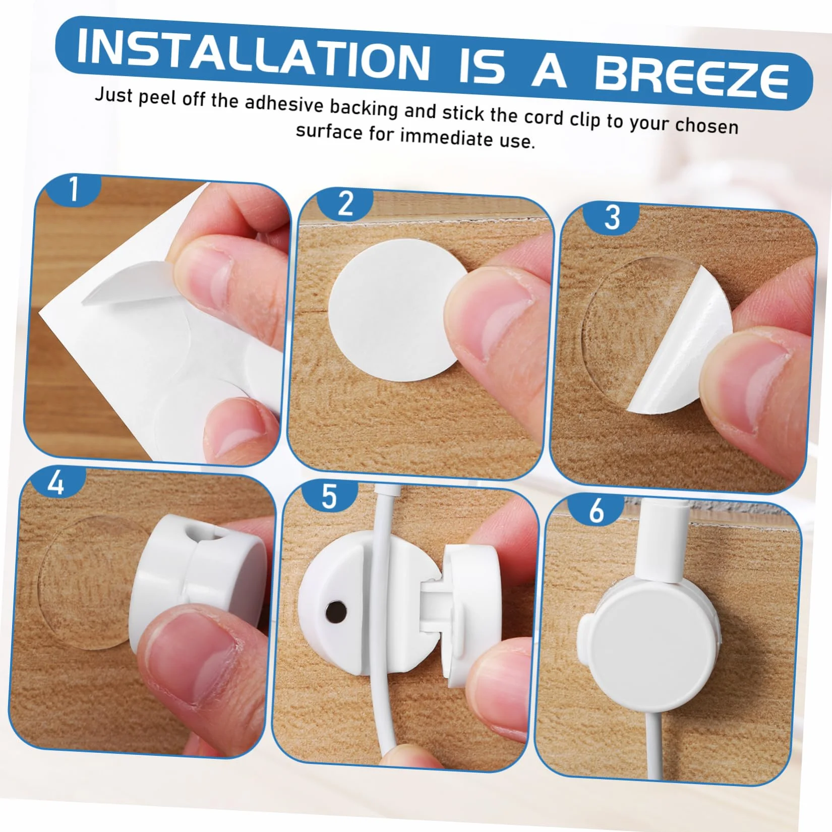 6pezzi Clip Magnetiche per Cavi Organizzatore per Cavi Adesivo Chiusura Magnetica per Auto Uffici Casa Fissaggio Sicuro Tenuta Magnetica Installazione Semplice Applicazione