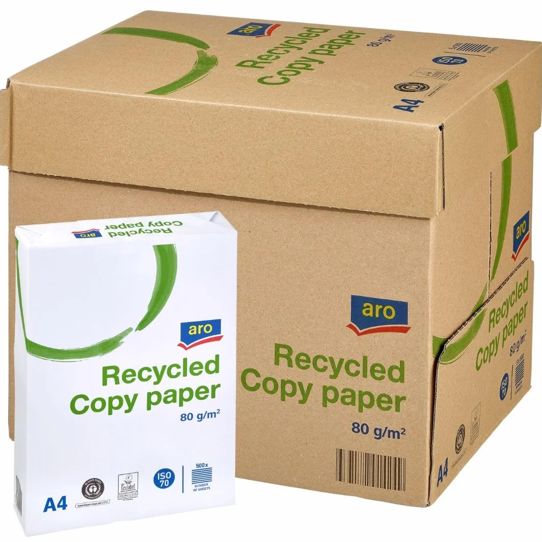 aro Carta riciclata per fotocopiatrice A4, 2500 fogli (5x500), spessore: 80 g/m², multiuso, per stampante laser/inchiostro, attività commerciali, ufficio (Carta riciclata - grigia)