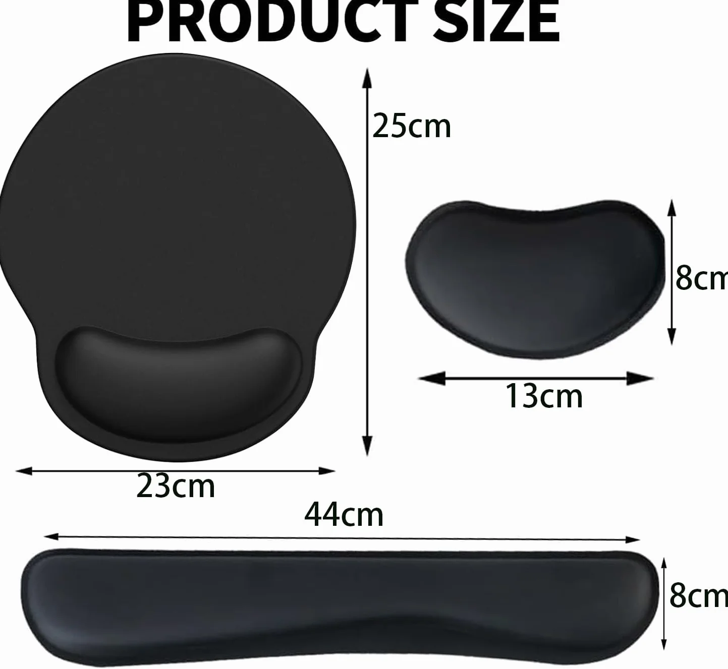 Set poggiapolsi ergonomici con cuscino in gel nero