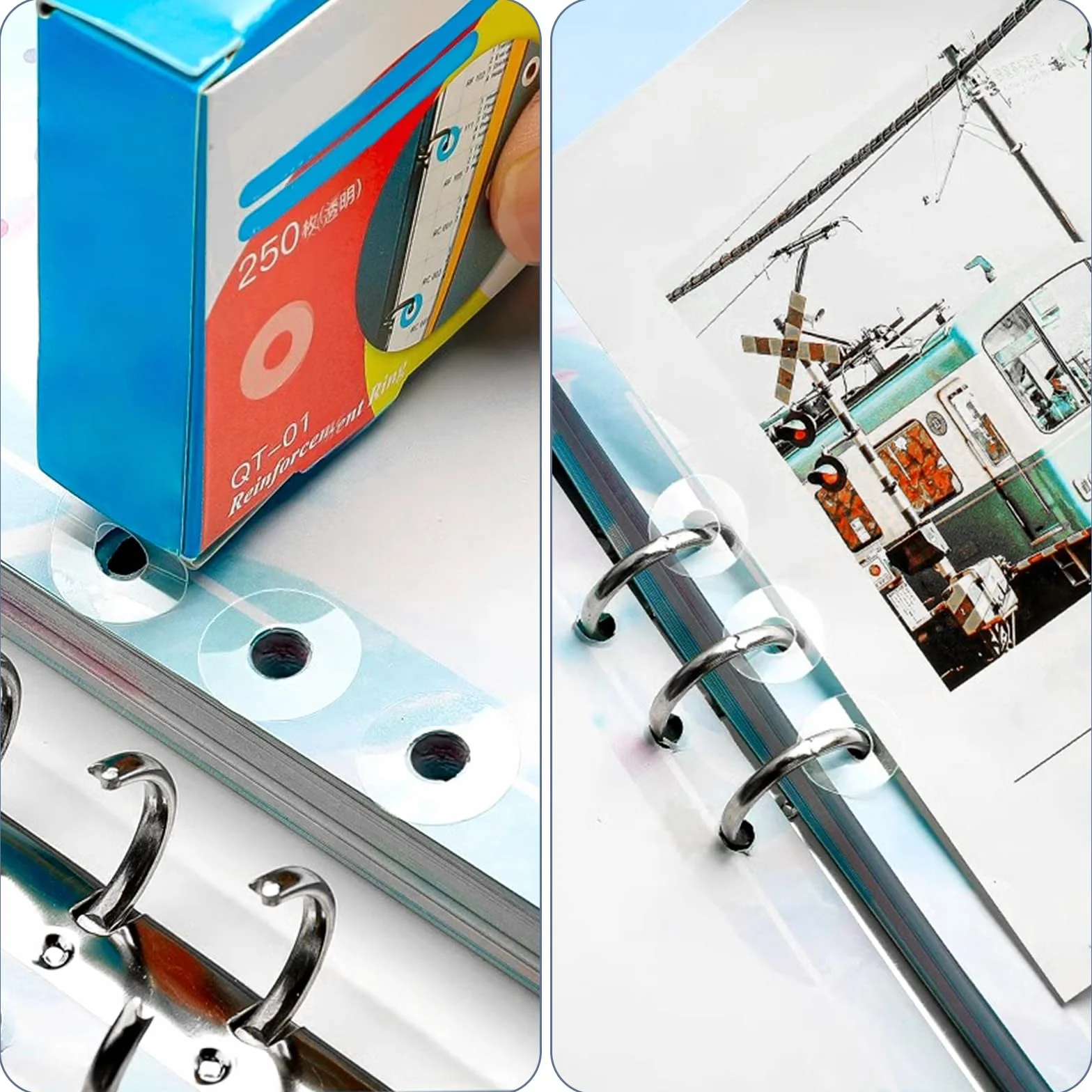 Etichette Rinforzo Fori Autoadesive 1000 Pcs Salvabuchi Resistenti Agli Strappi per Libri a Fogli Mobili