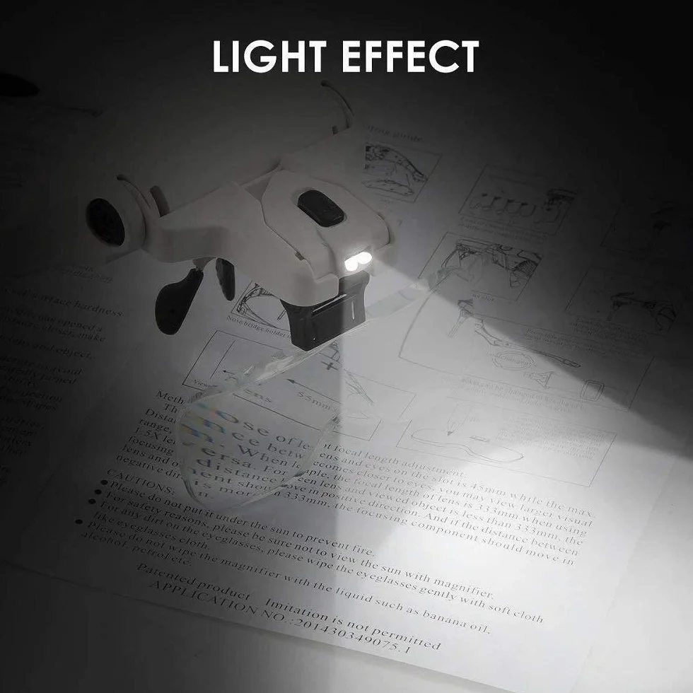 Lente di ingrandimento illuminata con Visiera in Vetro per lavori da Vicino
