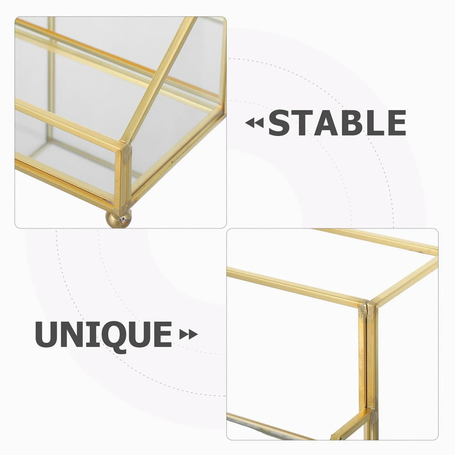 SHERCHPRY Porta Biglietti da Visita con Cornice Dorata Scatola Porta Biglietti da Visita Trasparente 11X11X9 CM Contenitore per Scrivania Professionale per Ufficio e Riunioni