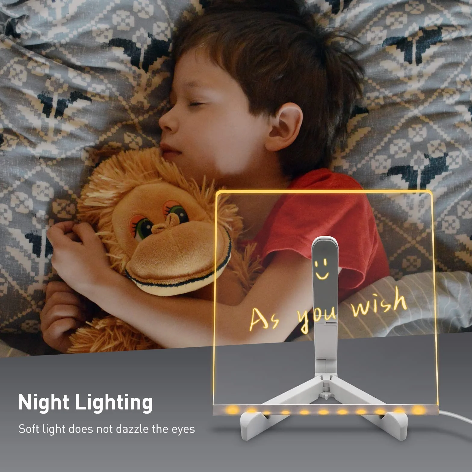 lavagna cancellabile a secco in acrilico con supporto luminoso, 20 x 20 CM lavagna bianca chiara LED tavolo da disegno ufficio Memo Piano Note, lavagna LED luce LED calda