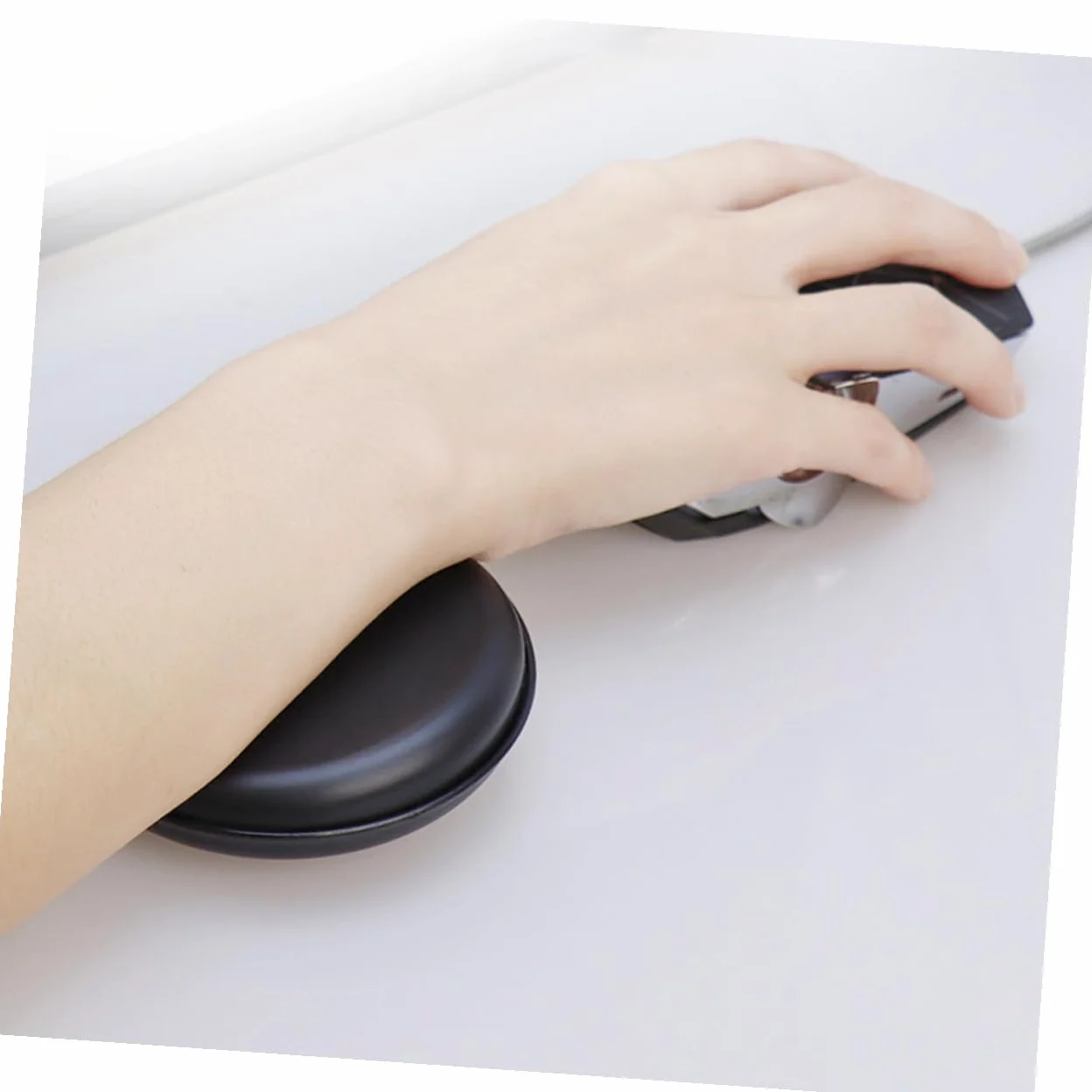 Supporto per Polso Mouse in Pu Nero, Poggiapolsi Rotondo Spesso per Tastiera e Mouse, Allevia la Fatica e Protegge le Articolazioni, per Ufficio e Gaming