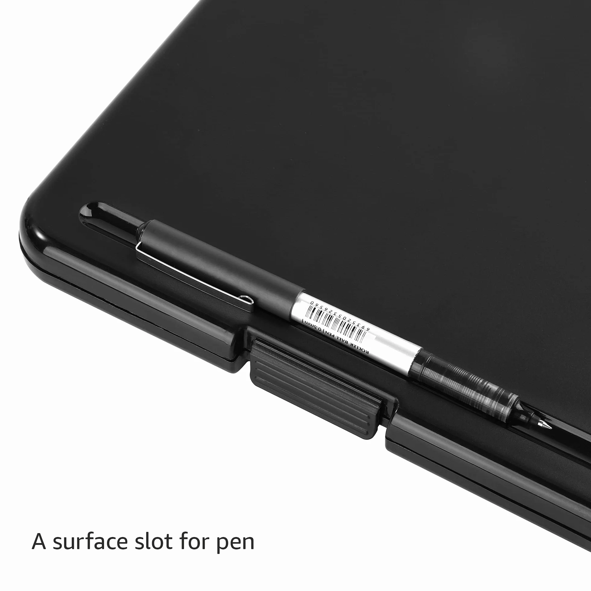 Amazon Basics Portablocco con scomparto portadocumenti, in plastica, confezione da 4, nero
