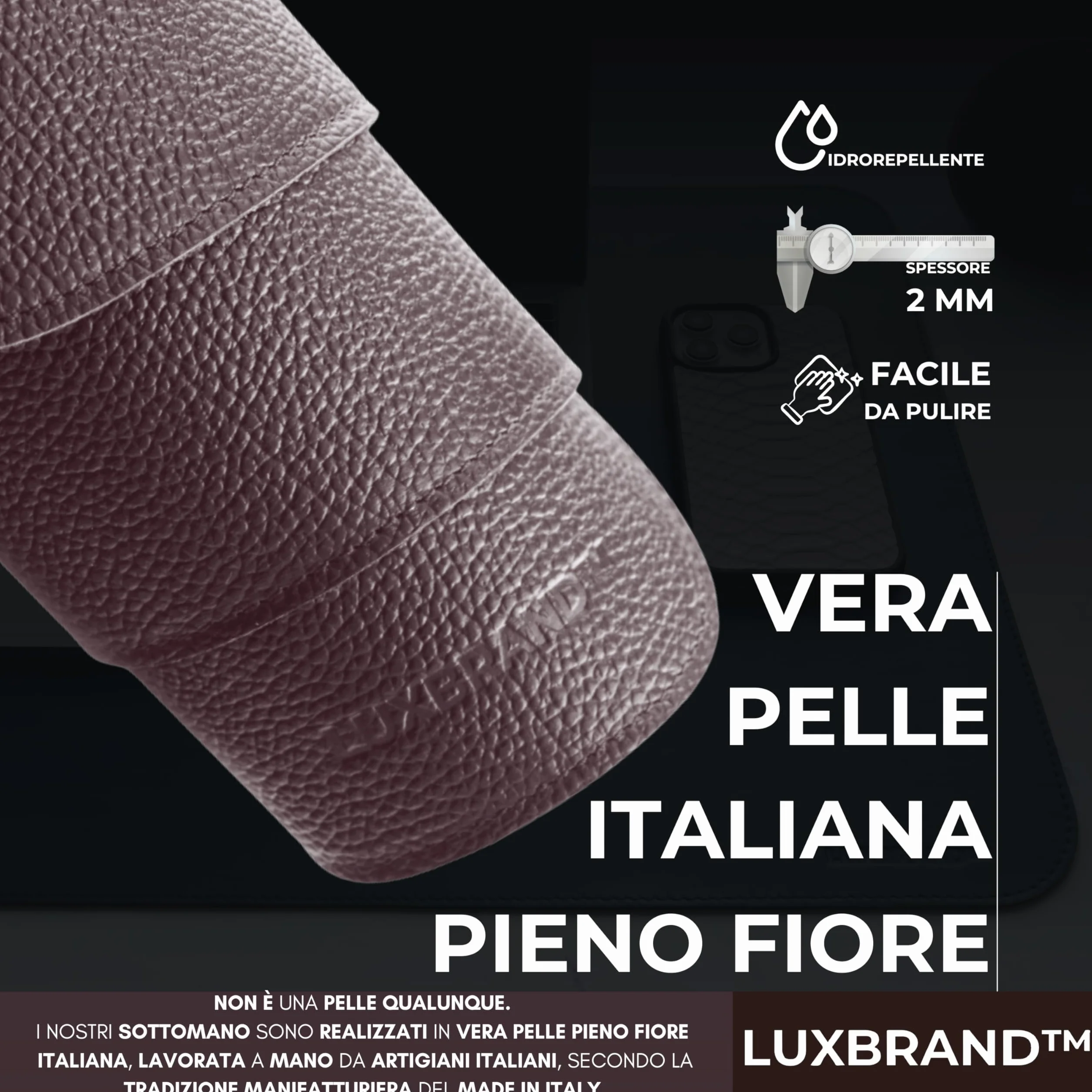 Set Tappetini da Scrivania in Vera Pelle 2 Pezzi XXL Mouse Pad Sottomano Ufficio Marrone
