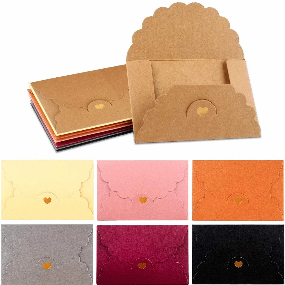 Mini Buste di Carta Kraft 42 Pezzi Colorate Retro per Carte Regalo Invito Matrimonio