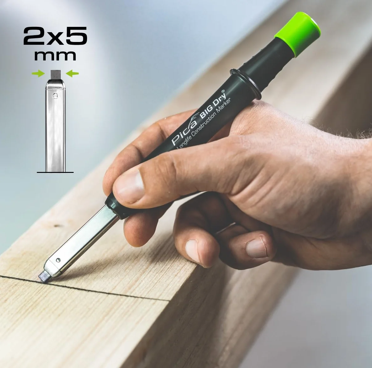 Pica 6030 Grafite 2B idrosolubile Sezione 2×5 mm 12 pezzi per legno plastica piastrelle