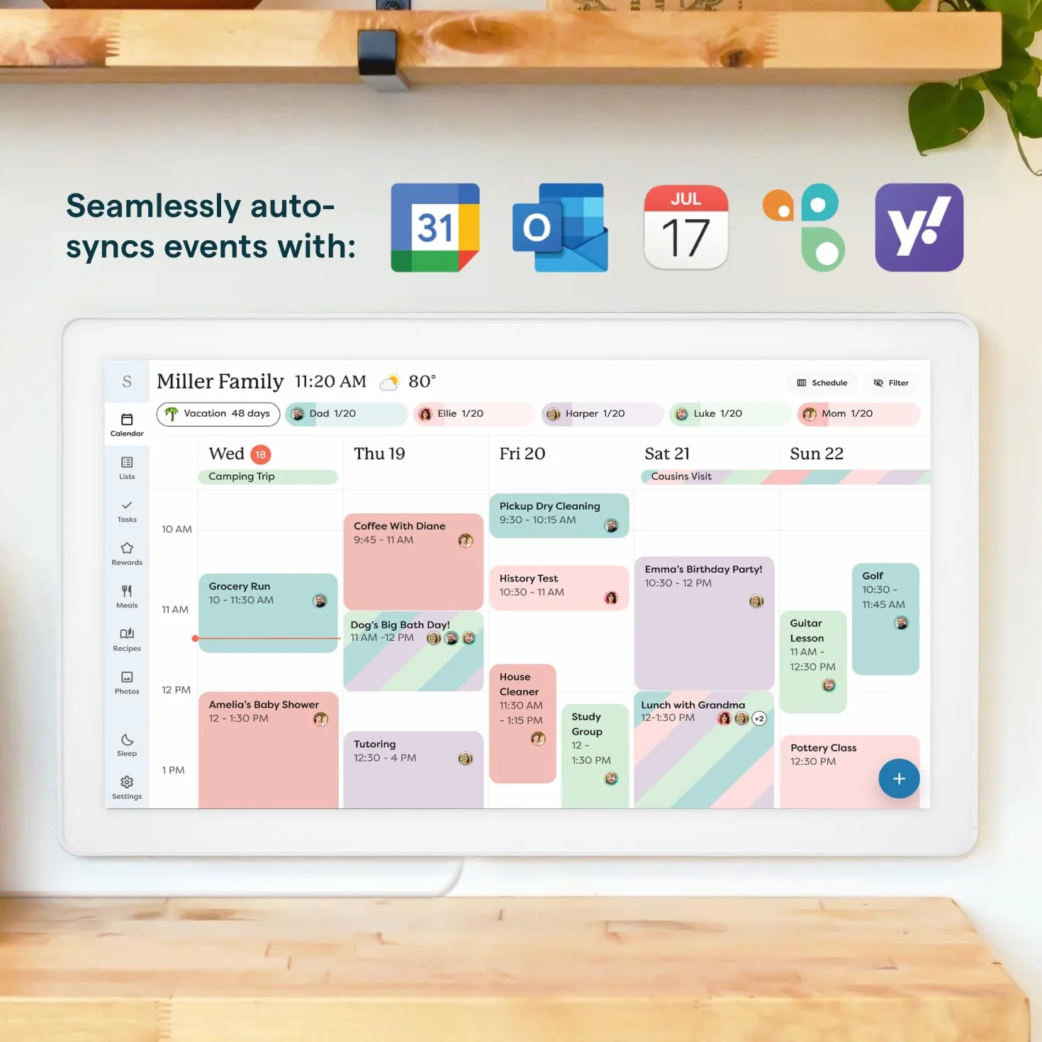 Skylight Calendar Max: Calendario Digitale Intelligente da 27 Pollici e Grafico delle Faccende, Organizzatore Familiare con Display Touchscreen Interattivo – Montabile a Parete in Verticale o