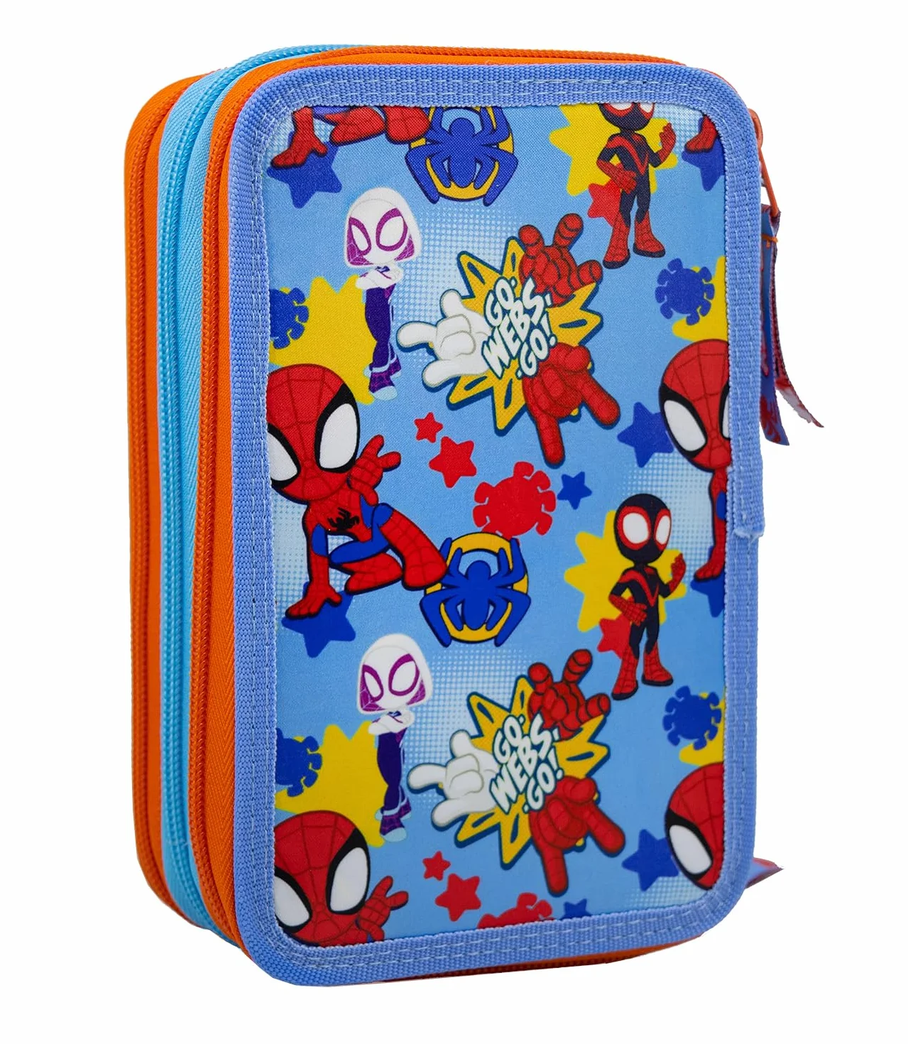 L'ERBAVOGLIO SPIDEY ASTUCCIO SCUOLA 3 ZIP ORIGINALE SPIDERMAN 44 PEZZI AZZURRO ROSSO